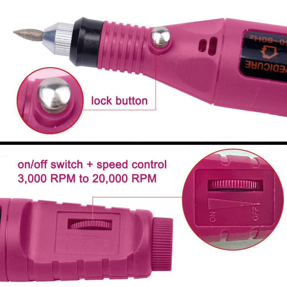 Professional Electric Nail Drill Machine 20000 RPM - Cordless Nail File for Acrylic & Gel Nails - Manicure Pedicure Kit with Multiple Bits - Perfect for Salon, Home & DIY Nail Care