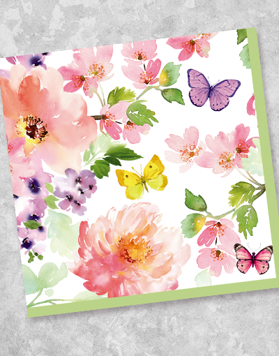 Butterflies & Blossoms Floral Paper Napkins - 40 Count Disposable Luncheon Napkins for Spring Parties, Bridal Showers & Garden Tea Events