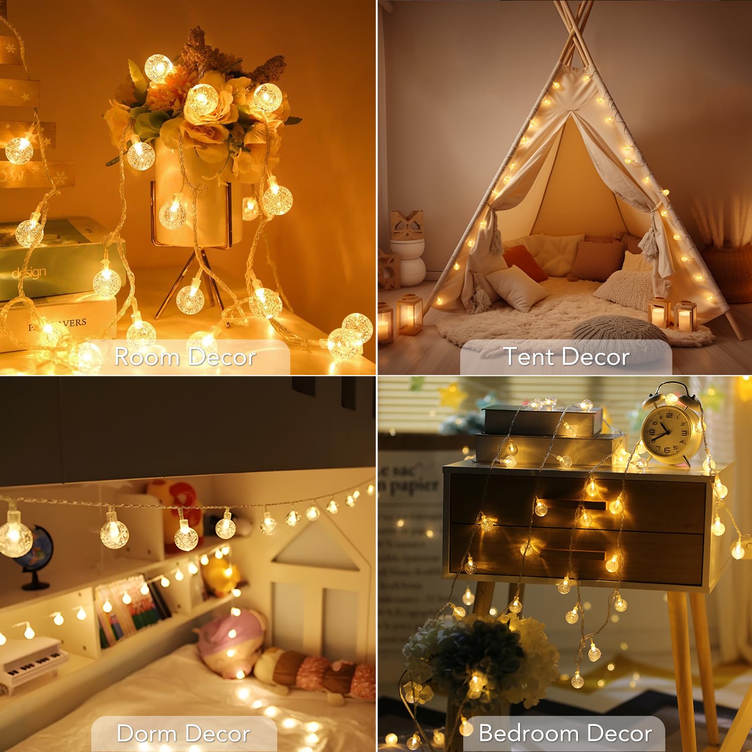 Metaku 33ft 80LED Globe Fairy String Lights with Remote - Waterproof Battery Operated Indoor/Outdoor Decorative Lighting for Christmas, Wedding, Party, Patio & Garden - Perfect for Home Decor, Backyard Ambiance and Holiday Celebrations