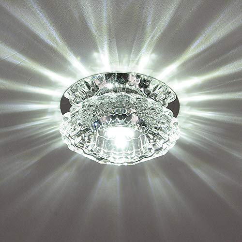 SXNING 3W LED Ceiling Light Fixture - Crystal Modern Flush Mount Lighting for Living Room, Corridor, Hallway (White) - Perfect for Home, Office, and Commercial Spaces