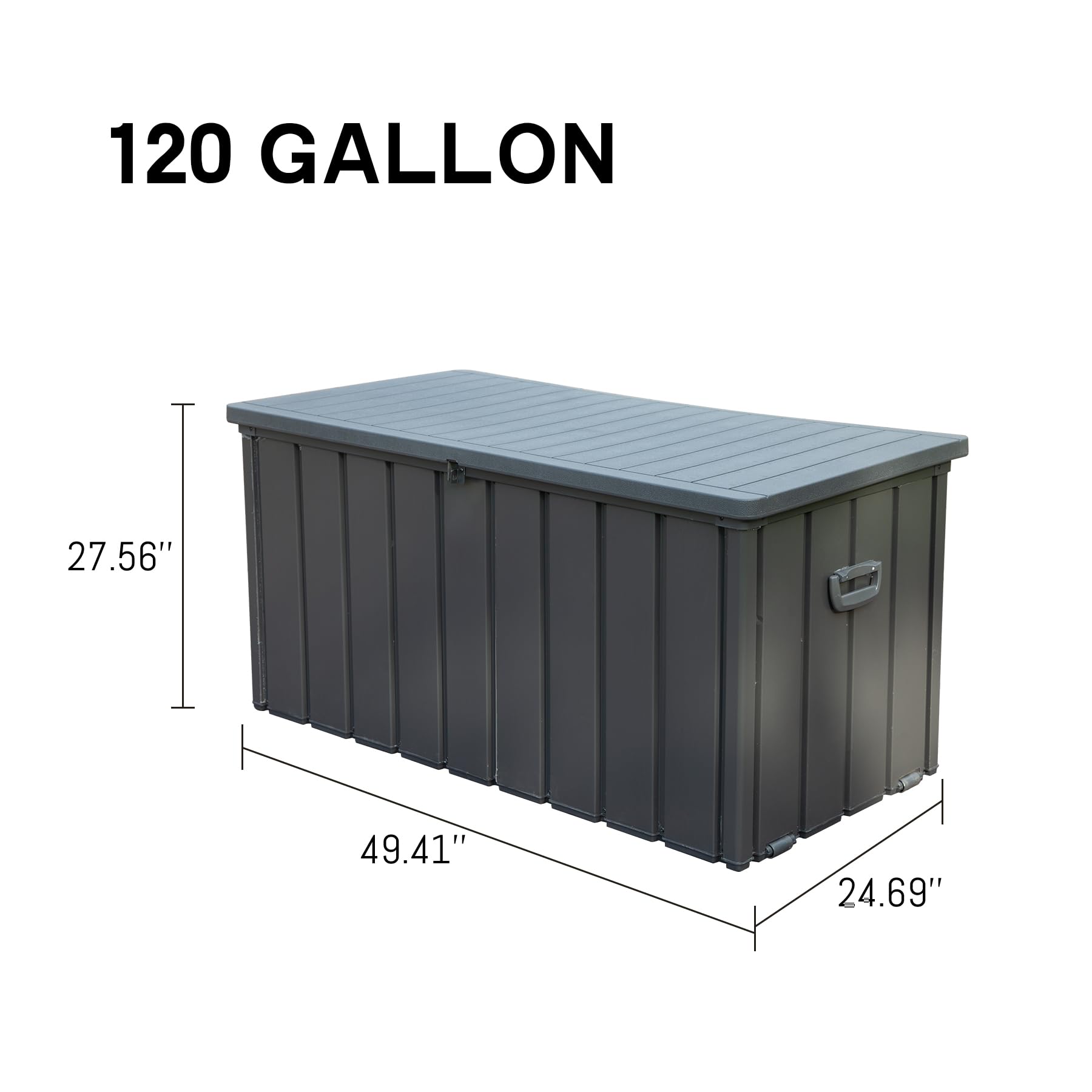 **Domi 120 Gallon Deck Box - Waterproof Outdoor Storage Container with Lockable Resin Lid for Patio, Garden & Pool Tools - Ideal for Cushions, Toys & Equipment (Gray)**