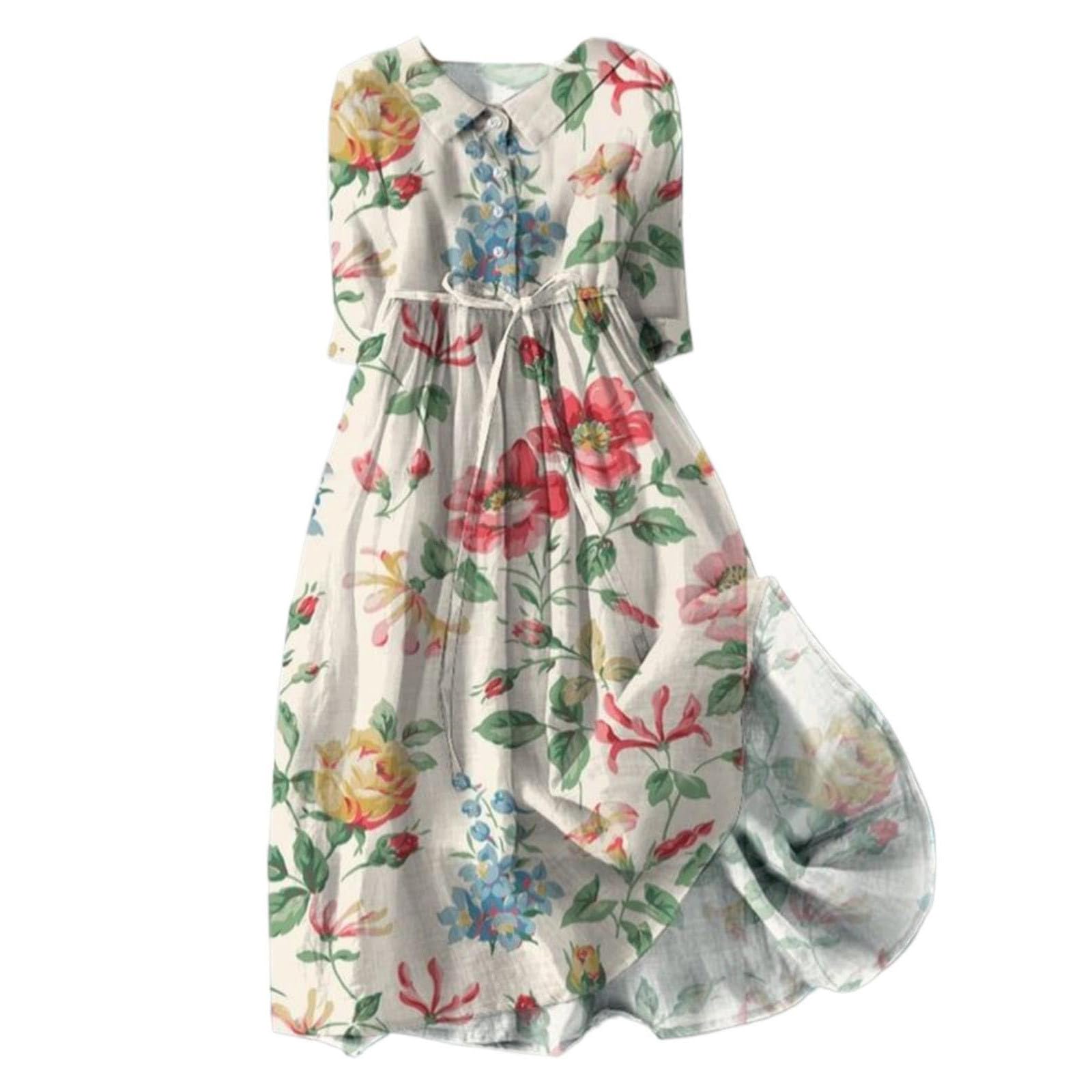 2025 Trendy Women's Summer Casual Lace Up Long Sundress - Boho Button Beach Dress for Vacation, Party & Outdoor Activities