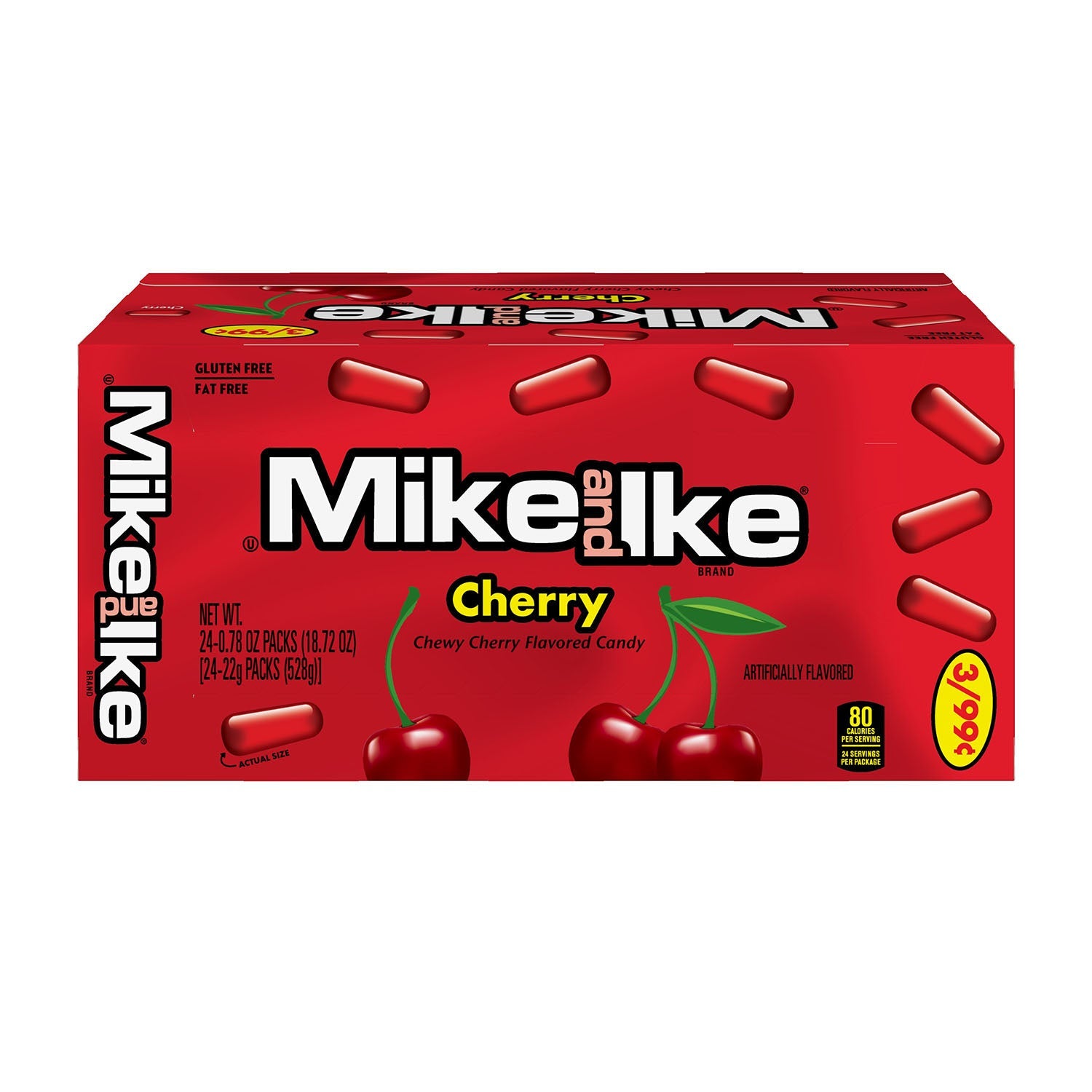 Just Born Mike & Ike Cherry Flavored Candies - 24ct Box | Bulk Candy for Parties, Movie Nights & Sweet Treats