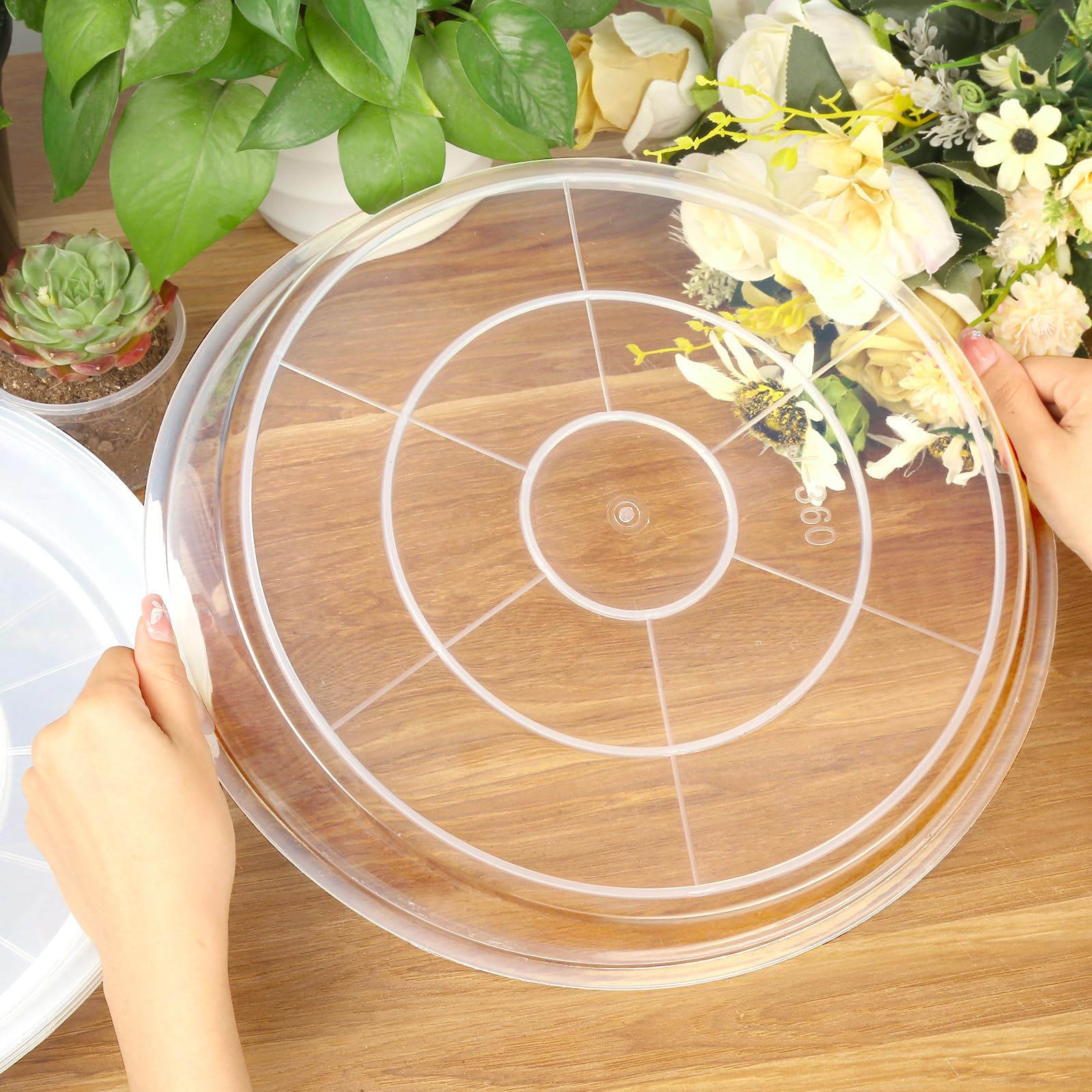 4 Pack Clear Plant Saucers - 4 to 20 Inch Durable Plastic Plant Drip Trays for Indoor & Outdoor Pots | Water Catcher Trays with Sturdy Base | Perfect for Houseplants, Garden Decor & Balcony Planters (16