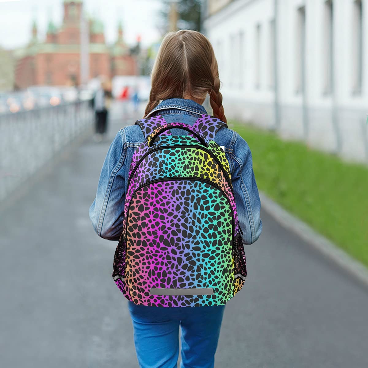 Rainbow Leopard Print Backpack for Kids & Teens - Lightweight School Backpack, Durable Travel Daypack for Boys & Girls - Perfect for School, College, Hiking & Daily Use