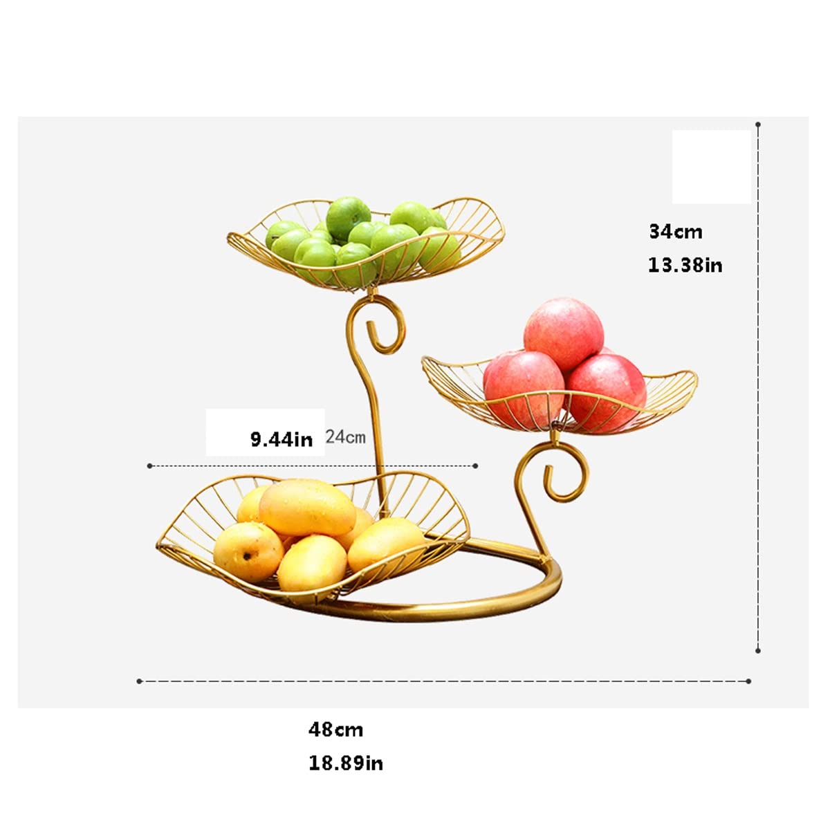 Black Fruit Basket - Kitchen Counter & Dining Table Organizer for Fruits, Snacks & Vegetables - Perfect for Home & Office Use