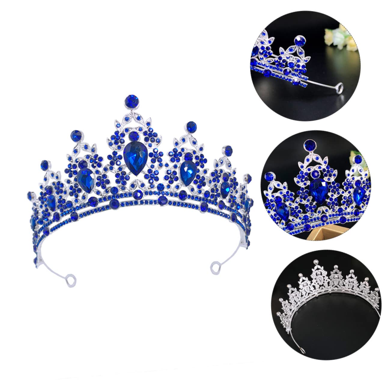 Abaodam 3-Piece Rhinestone Bridal Crown Set – Wedding Tiara Headpiece with Alloy & Crystals for Brides, Wigs & Special Occasions – Perfect for Weddings, Prom, Pageants & Photo Shoots