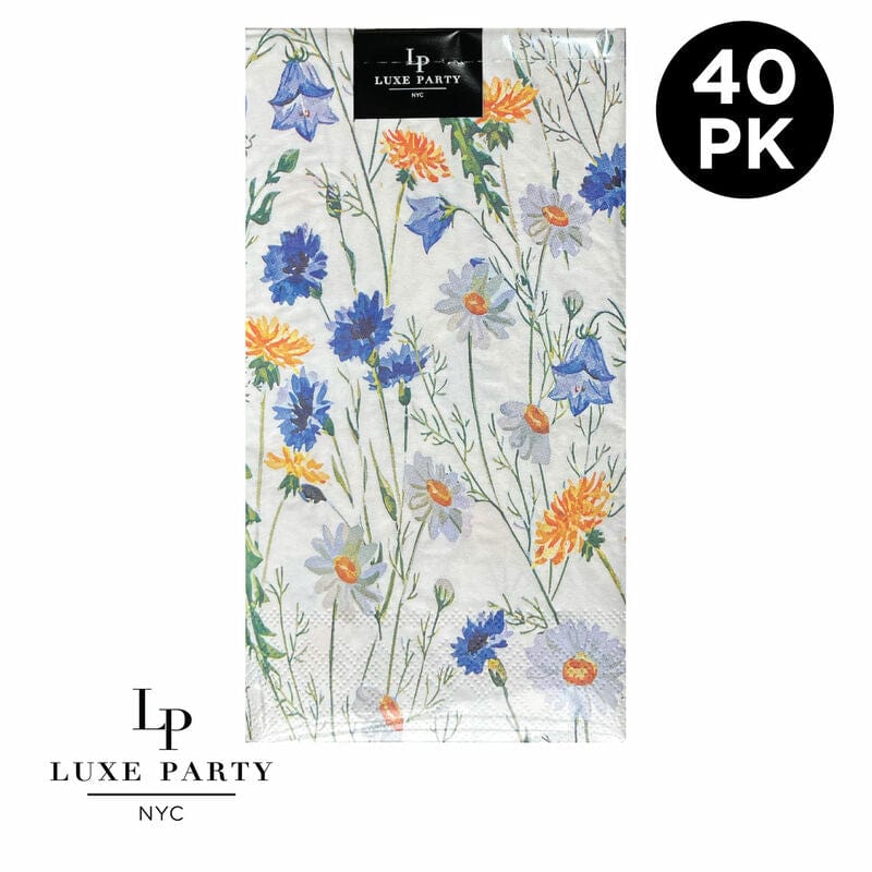 Disposable Paper Buffet Napkins 40 Pack - Floral Wild Flowers Design for Parties, Weddings, and Events - Eco-Friendly & Bulk Napkins for Dining, Catering, and Home Use