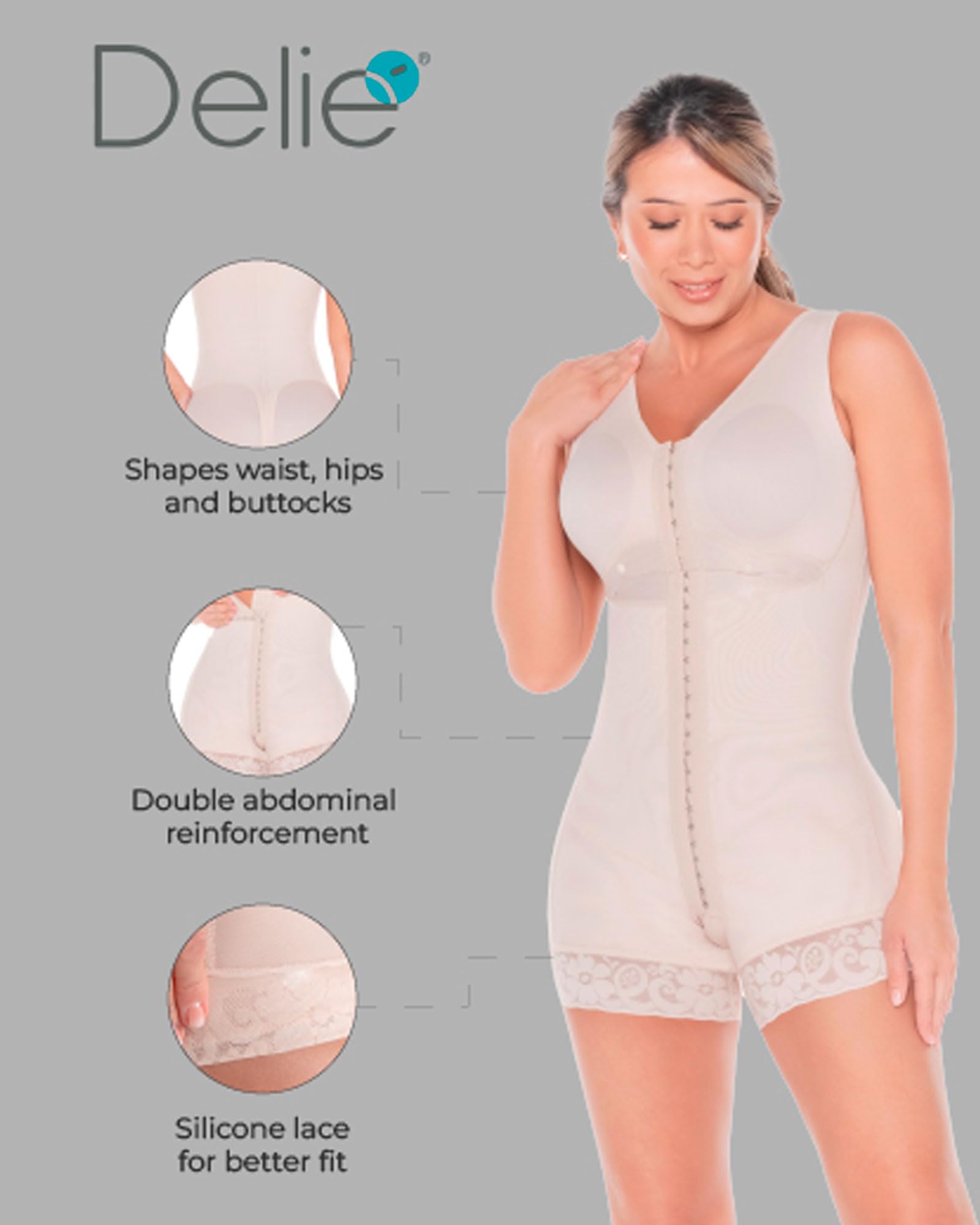 DELIÉ High Compression 086 Shapewear for Women - Tummy Control Colombian Fajas Moldeadoras with Extra Firm Support | Perfect for Postpartum Recovery, Weight Loss & Special Occasions