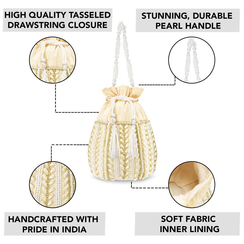 **Aheli Potli Bags for Women - Elegant Ethnic Clutch Purse with Drawstring, Perfect for Weddings, Evening Parties & Special Occasions**