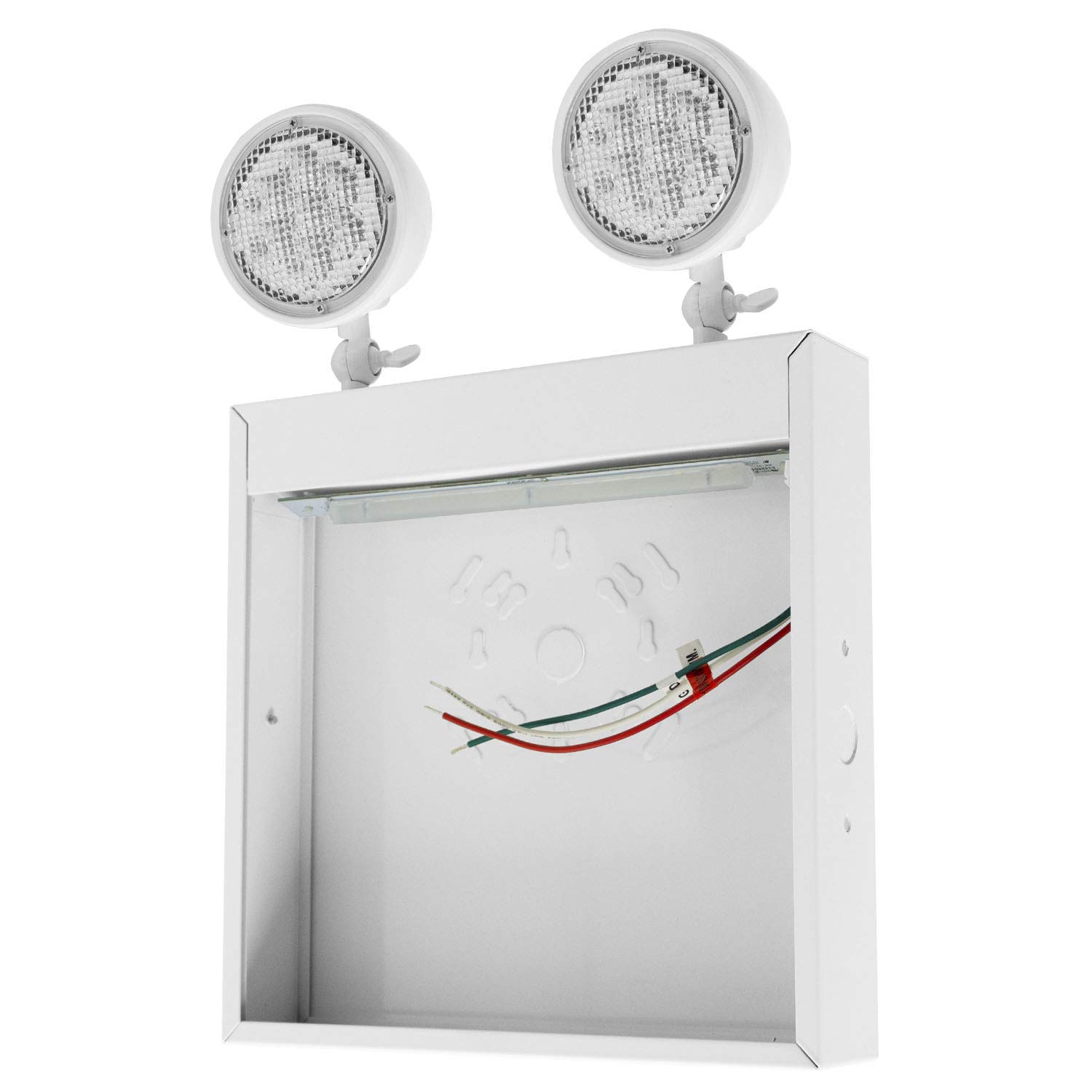 Chicago Approved Combo Red Exit Sign with Emergency Lights (No Arrow) - UL Listed Steel Housing LED Exit Sign with Battery Backup | Adjustable Round Heads for Commercial Buildings, Warehouses & Public Spaces