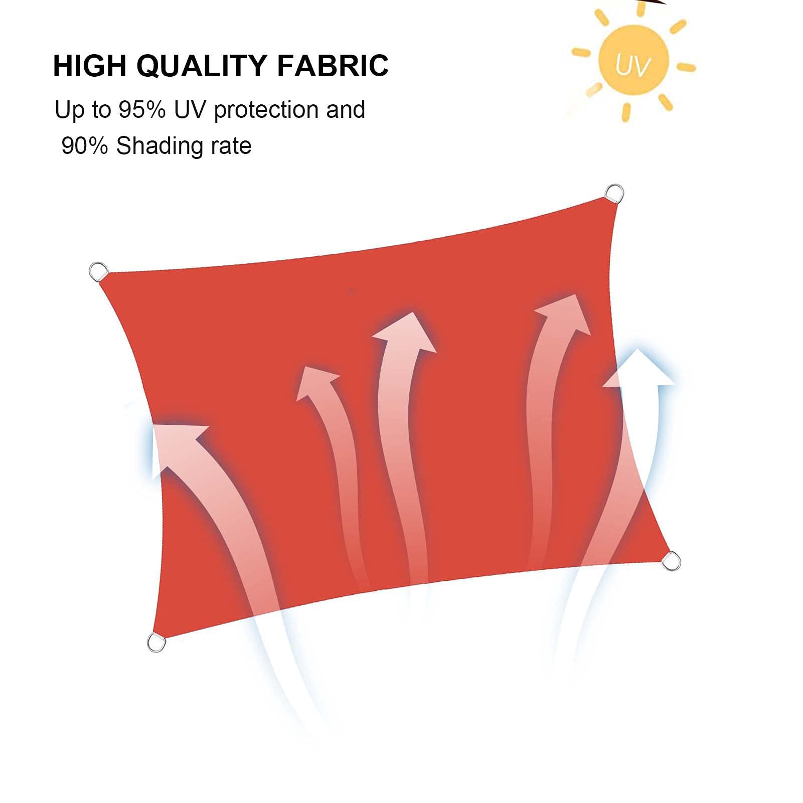 13x13ft Rectangle Sun Shade Sail - UV Block Waterproof Outdoor Canopy for Patio, Backyard, Garden & Lawn - Perfect for Picnics, BBQ, and Outdoor Relaxation