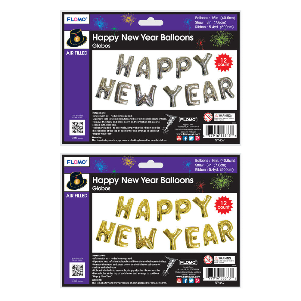Happy New Year Balloon Banner Set - 2 Color Options for Party Decorations & Holiday Celebrations