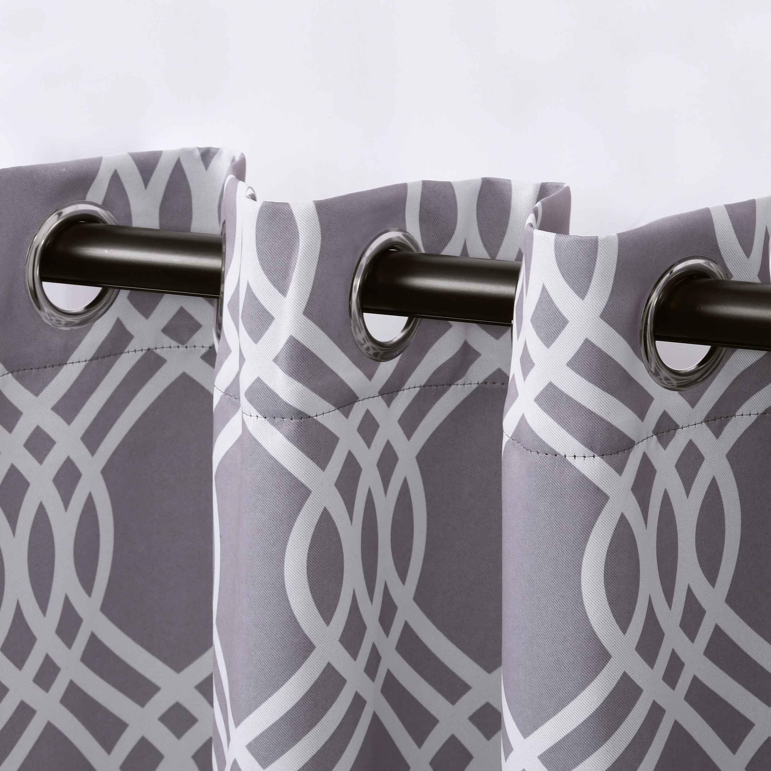 Washable Blackout Curtains with Ribbon Trellis Design - Room Darkening Window Treatment for Bedroom & Living Room - Thermal Insulated Drapes for Better Sleep and Energy Efficiency