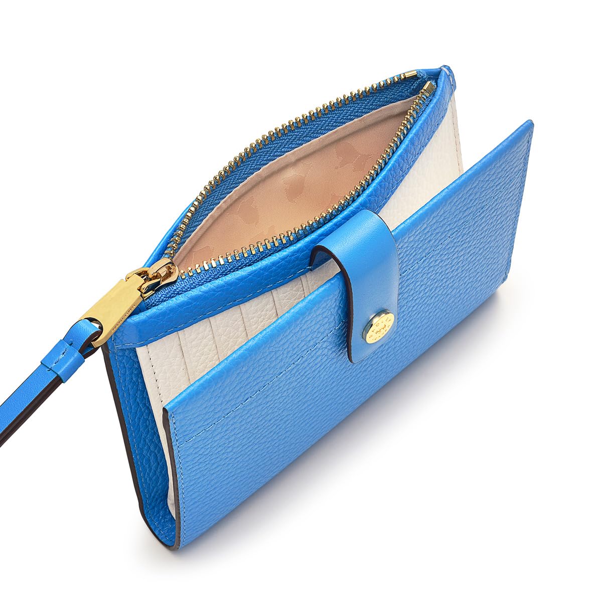 RADLEY London Rivington Genuine Leather Medium Bifold Wallet for Women - Multi-Card Holder with Zipper Pocket | Slim RFID Blocking Wallet in Azure Blue | Perfect Gift for Mother's Day, Travel & Everyday Use