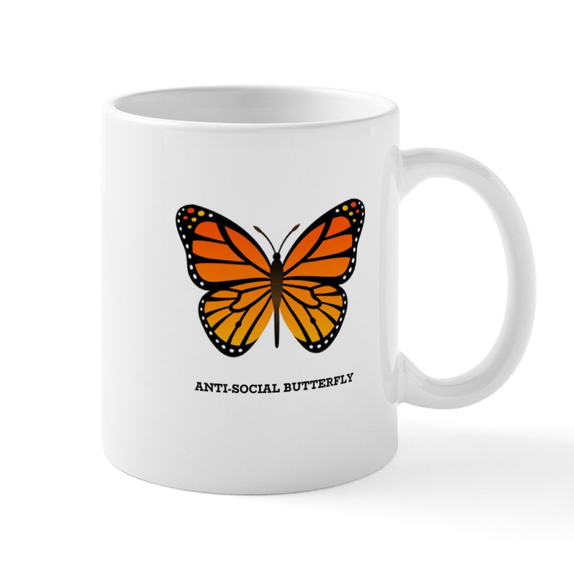 Antisocial Butterfly Ceramic Coffee Mug 11 oz (325 ml) - Funny Novelty Gift for Tea & Coffee Lovers - Perfect for Home, Office, or Gifts