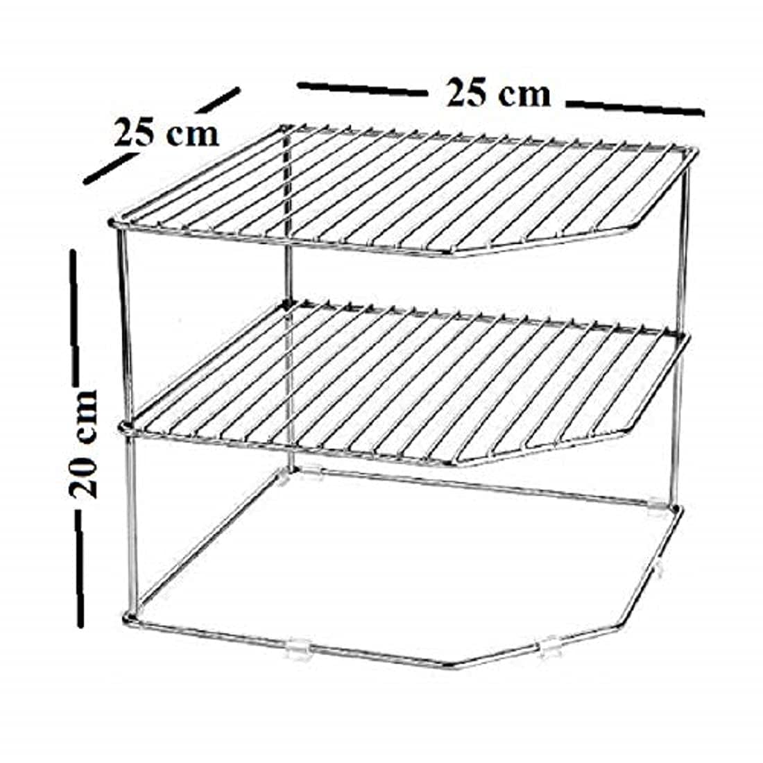 Stainless Steel 3-Tier Corner Kitchen Organizer - Dish Rack, Storage Shelf & Utensil Holder for Pots, Pans & Cookware | Space-Saving Cabinet Organizer for Small Kitchens & Apartments | Perfect for Countertop, Pantry & Cupboard Organization