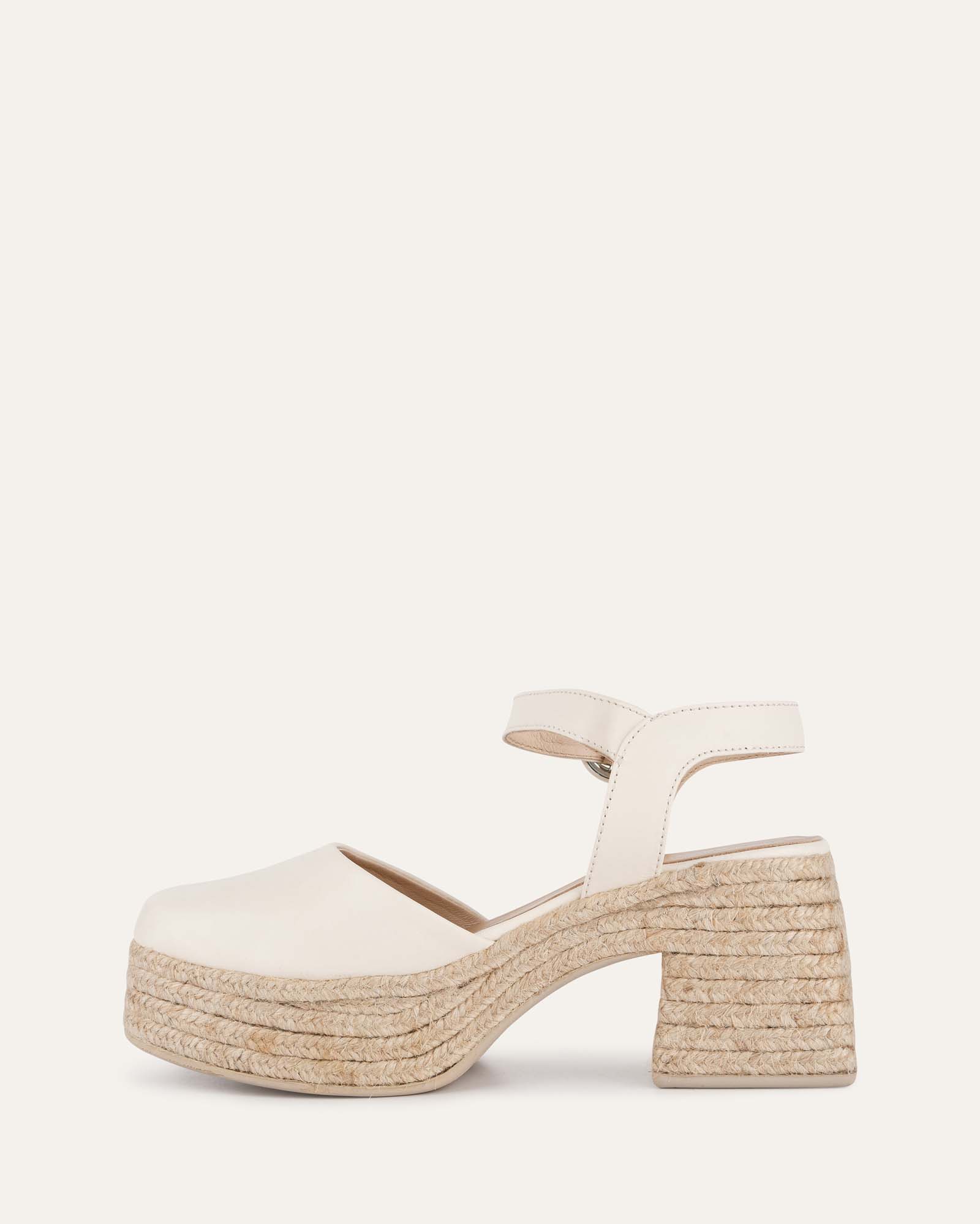 DINA Women's Off White Leather High Heel Espadrilles - Comfortable Summer Wedge Sandals for Beach, Party & Casual Outfits