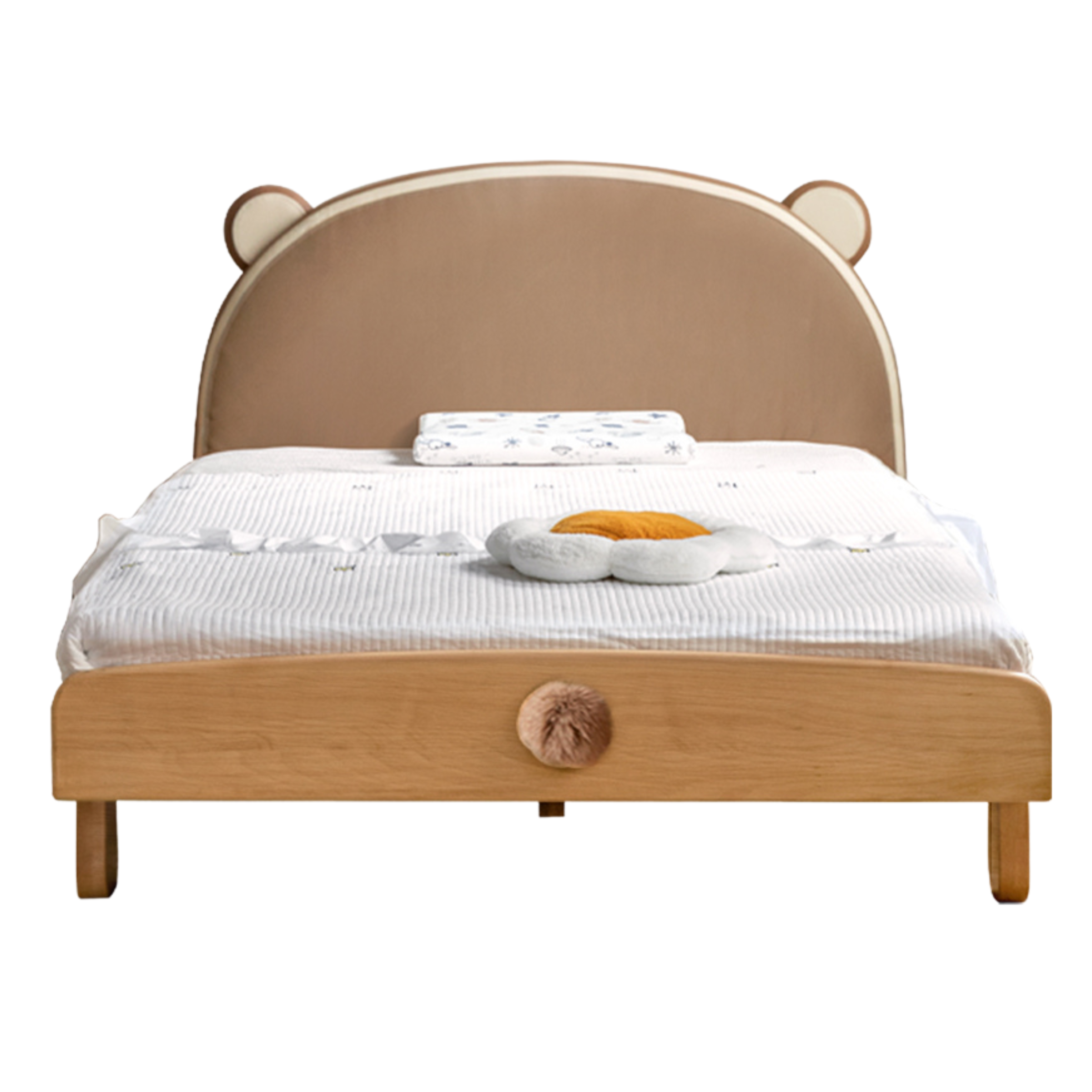 Natural wood color Oak Bear Children's Box Bed Bear soft bed