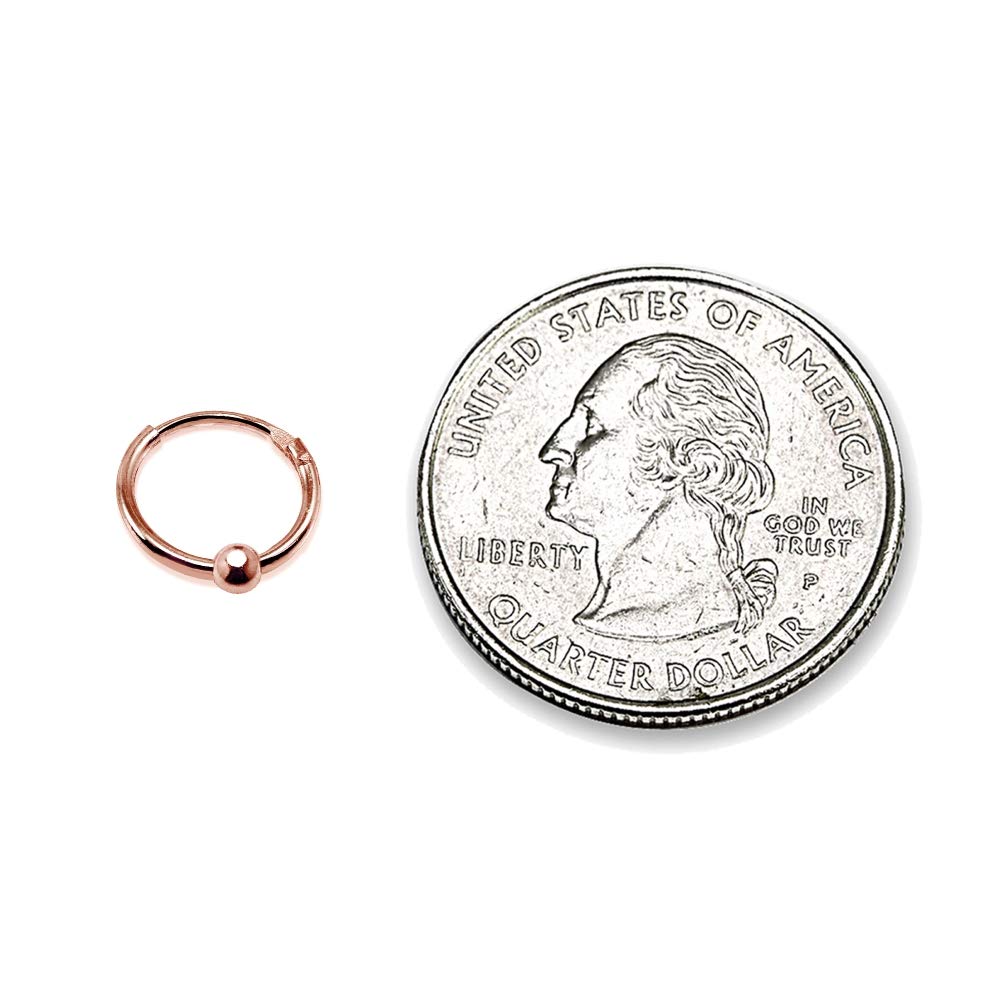 10mm Sterling Silver Ball Bead Thin Round Hoop Earrings for Men & Women - Unisex Endless Loop Design - Perfect for Everyday Wear, Gifts & Special Occasions