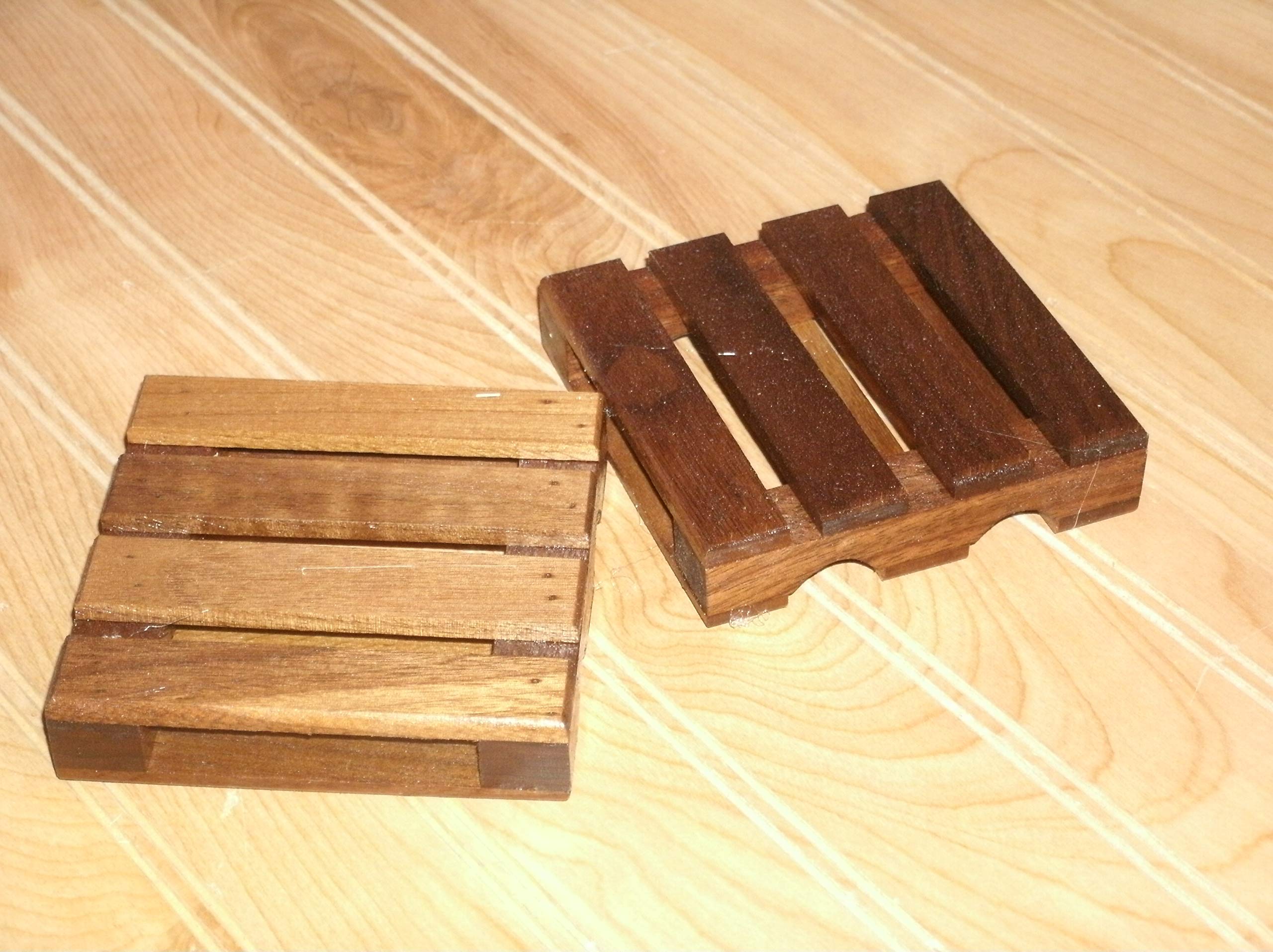 Premium Walnut Wood Pallet Coaster Set of 4 - Natural Wood Drink Coasters for Hot & Cold Beverages - Perfect for Home, Office, Bar, and Restaurant Use