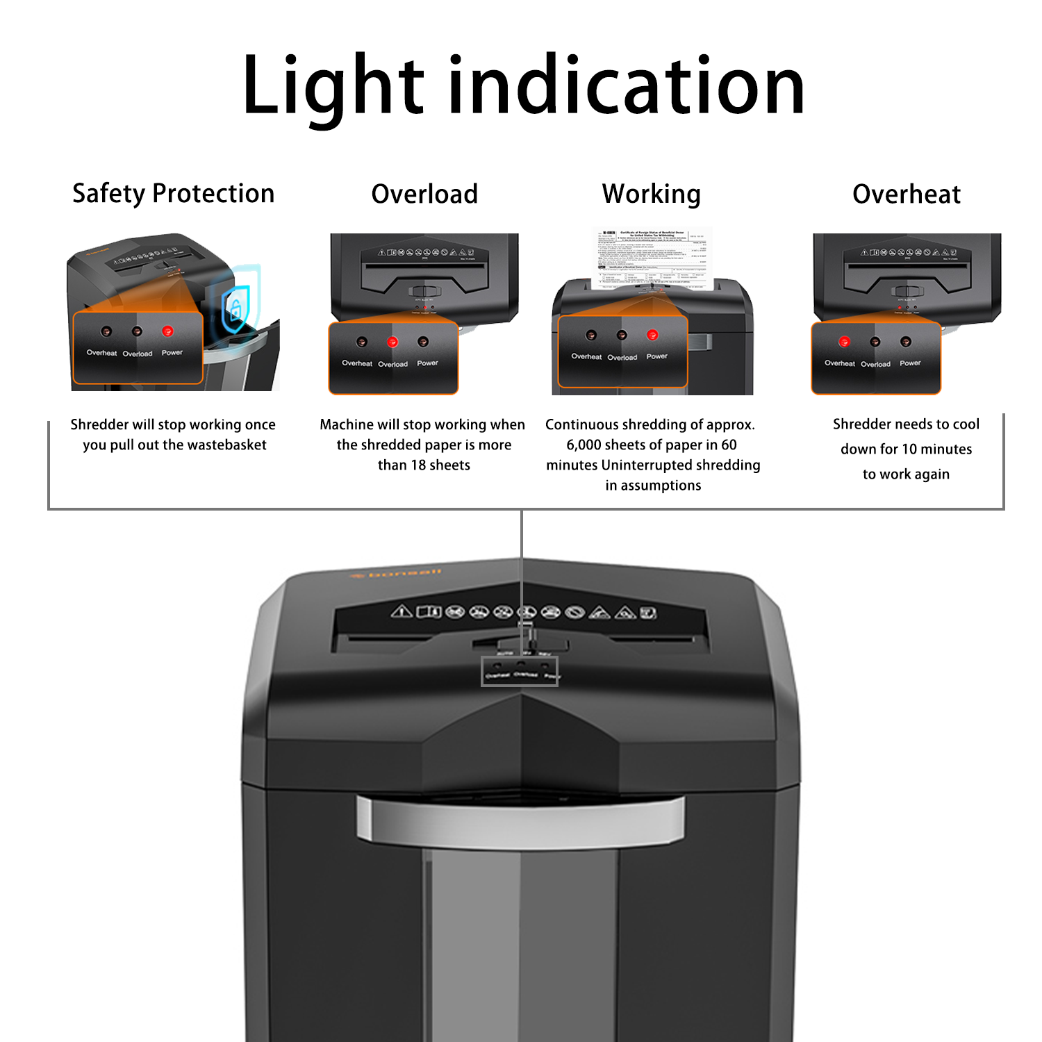 Bonsaii Heavy Duty 18-Sheet Cross Cut Paper Shredder with 6 Gallon Pullout Basket & 4 Casters - 60 Minute Continuous Run Time for Office, Home, or Business Use | Secure Document Destruction | C149-C Model