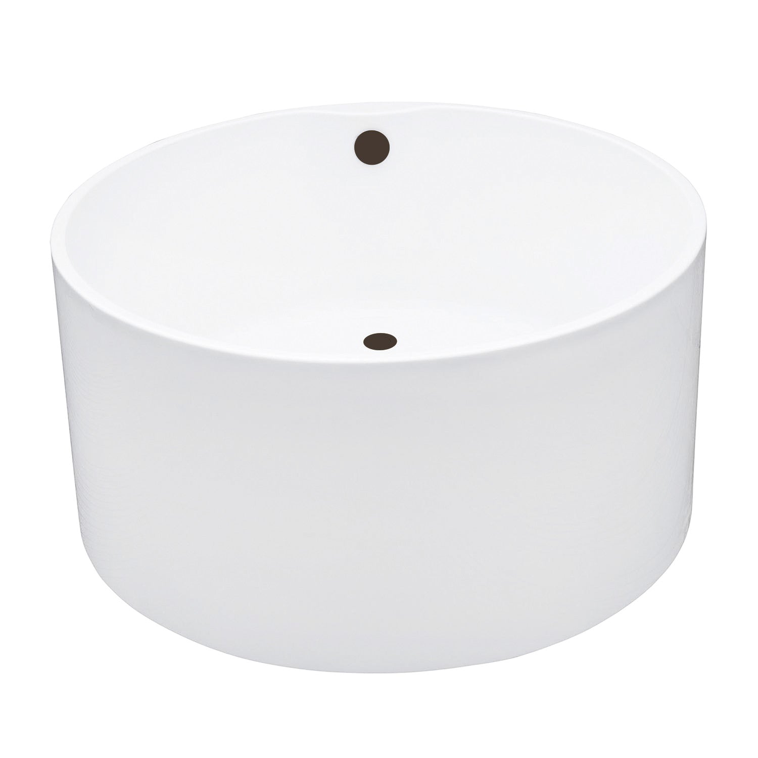Aqua Eden 45 Inch Acrylic Freestanding Bathtub - Round Double-Ended Soaking Tub with Overflow & Drain, Glossy White/Oil Rubbed Bronze Finish - Perfect for Luxury Bathrooms & Spa Retreats