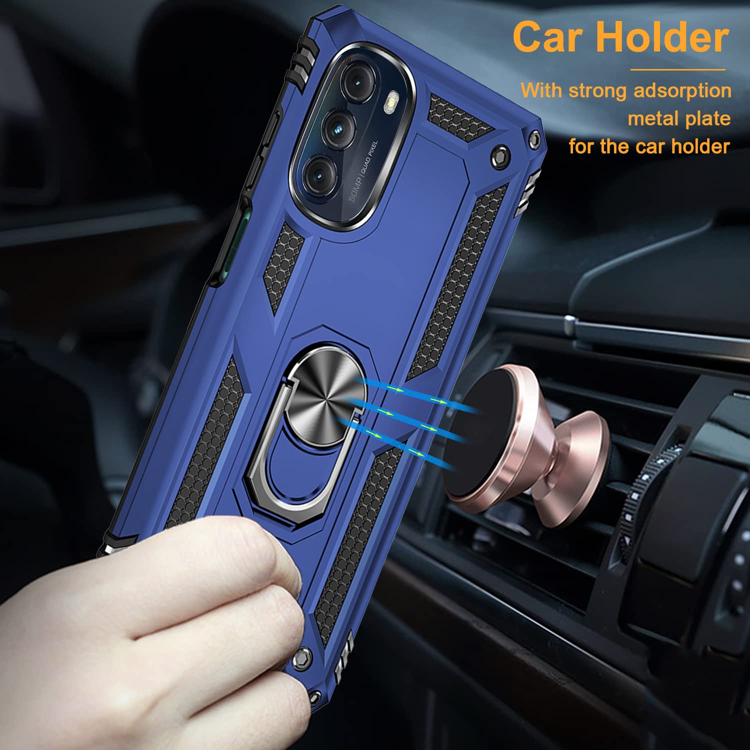 Military-Grade Shockproof Case for Motorola Moto G 5G 2022 with Magnetic Kickstand & 2 Pack Tempered Glass Screen Protectors - Blue | Perfect for Outdoor Activities, Work & Travel Protection