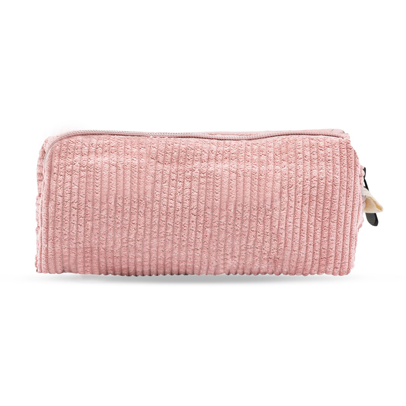 Boobeen Women's Corduroy Makeup Bag - Travel Cosmetic Organizer with Zipper, Small Purse Storage Pouch, Cute Smiley Face Toiletry Bag for Girls | Perfect for Travel, Gym, Daily Use & Gift Giving