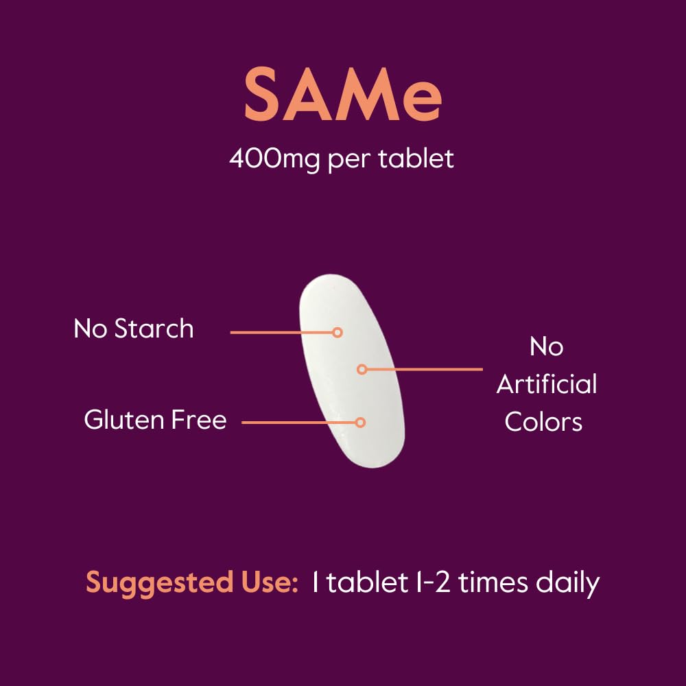 BESTVITE SAM-e 400mg Supplement (60 Tablets) - Gluten Free, Mood Support & Joint Health - Supports Emotional Wellness & Healthy Joint Function for Adults