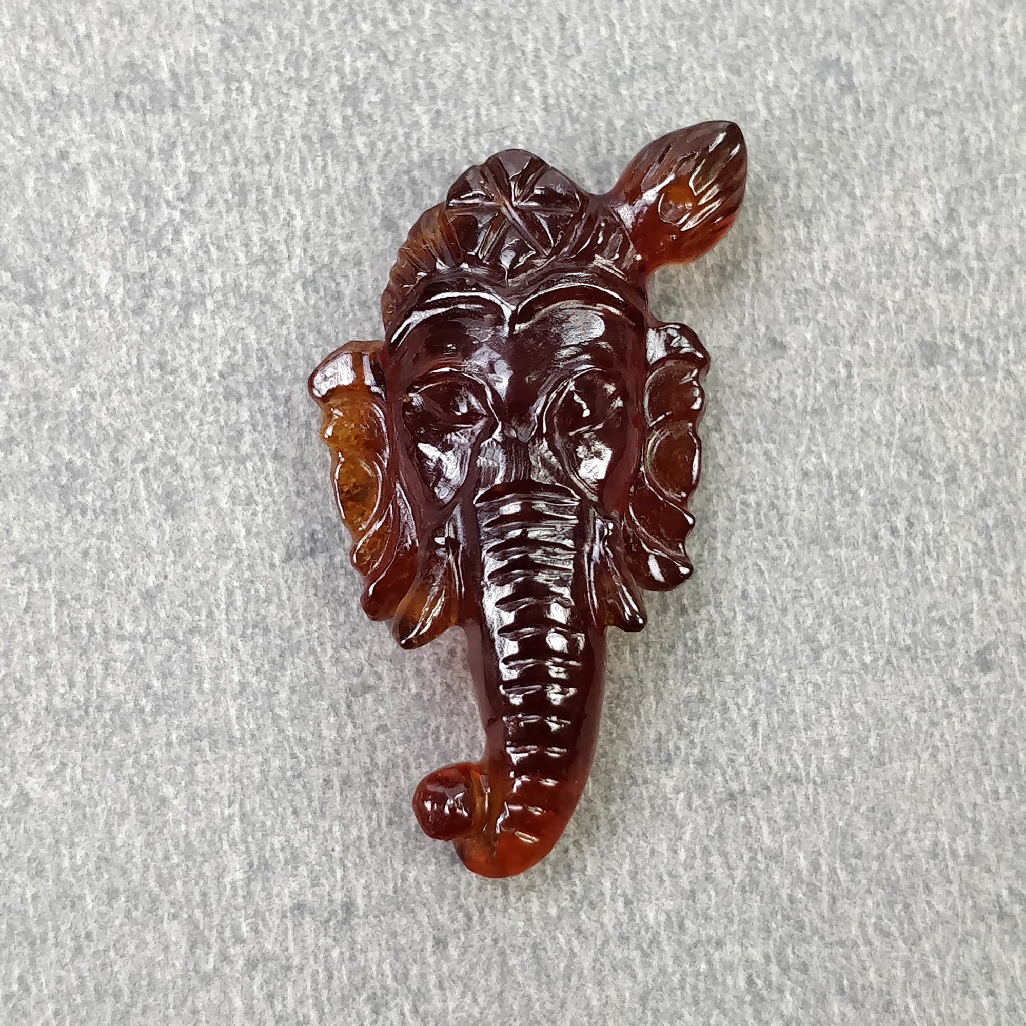 Natural Hessonite Garnet Gemstone Carving - 26.60cts Untreated Hand Carved Lord Ganesha 30x16mm | Spiritual Gift, Meditation Aid & Home Decor | Video Included