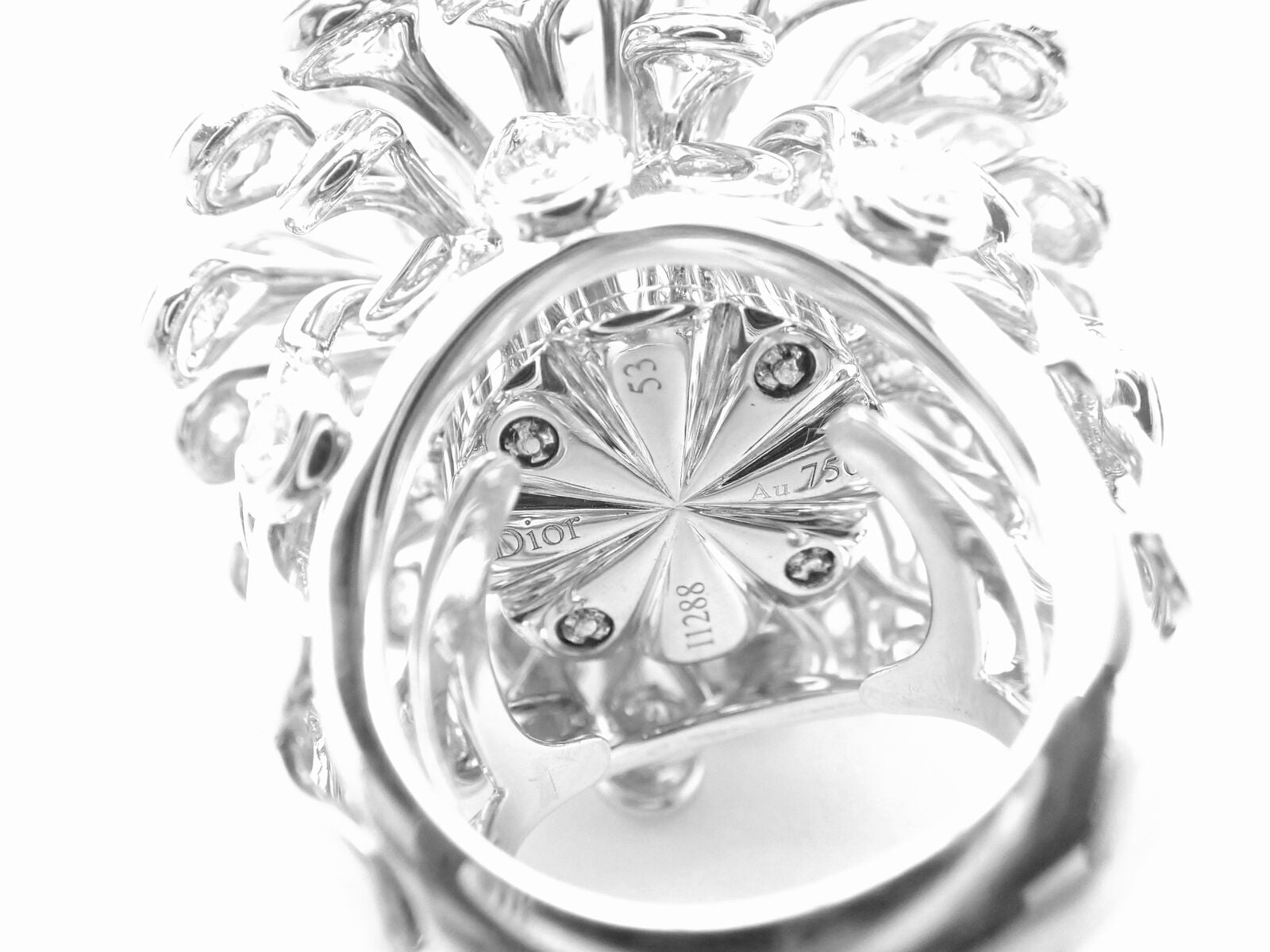 Authentic Christian Dior 18k White Gold 6.5 Carat Diamond Large Flower Ring - Luxury Jewelry for Weddings, Anniversaries & Special Occasions