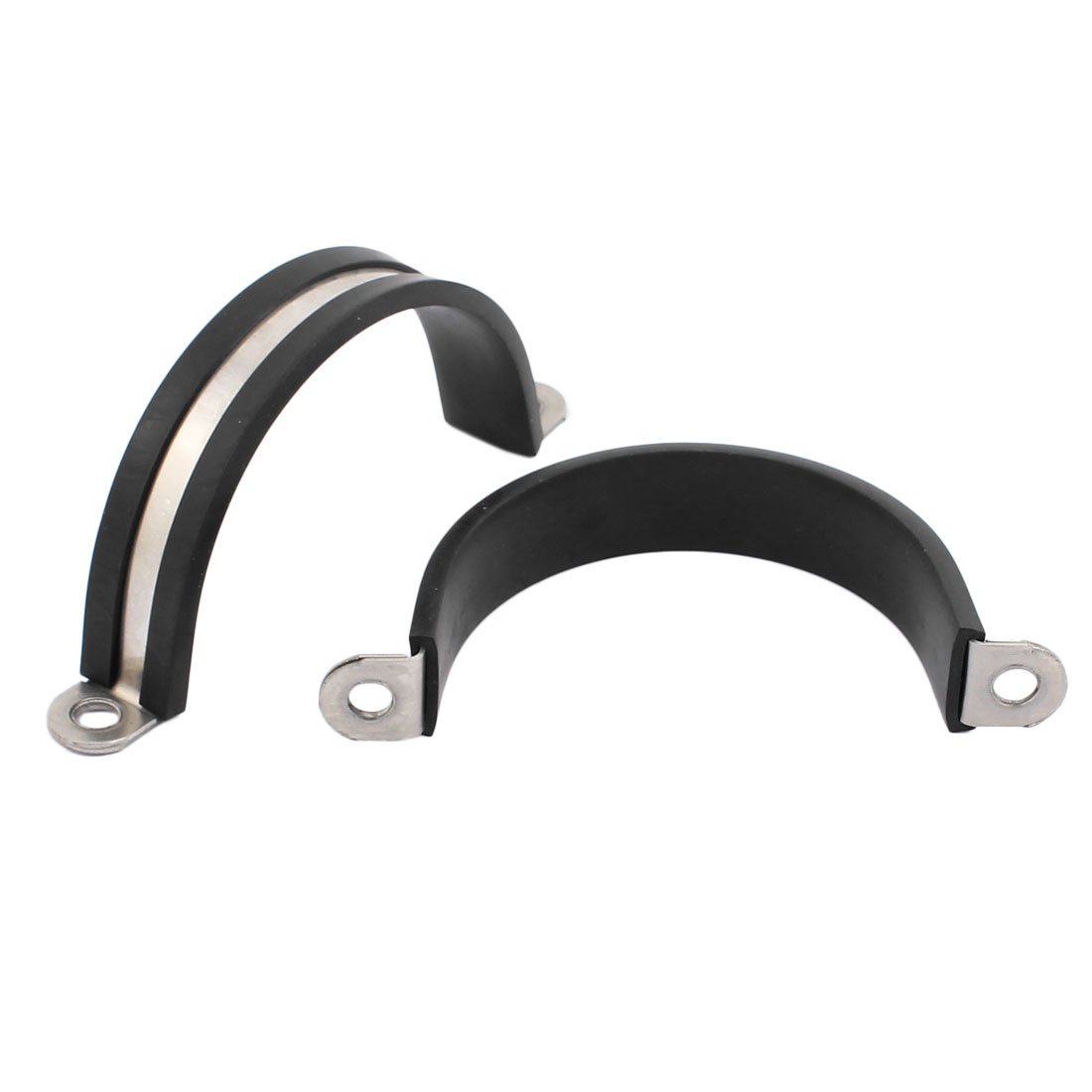 2Pcs 55mm Dia Rubber Lined U-Shaped Stainless Steel Hose Clamps - Heavy Duty Pipe Clips for Secure Cable & Hose Connections - Perfect for Plumbing, Automotive & Marine Applications