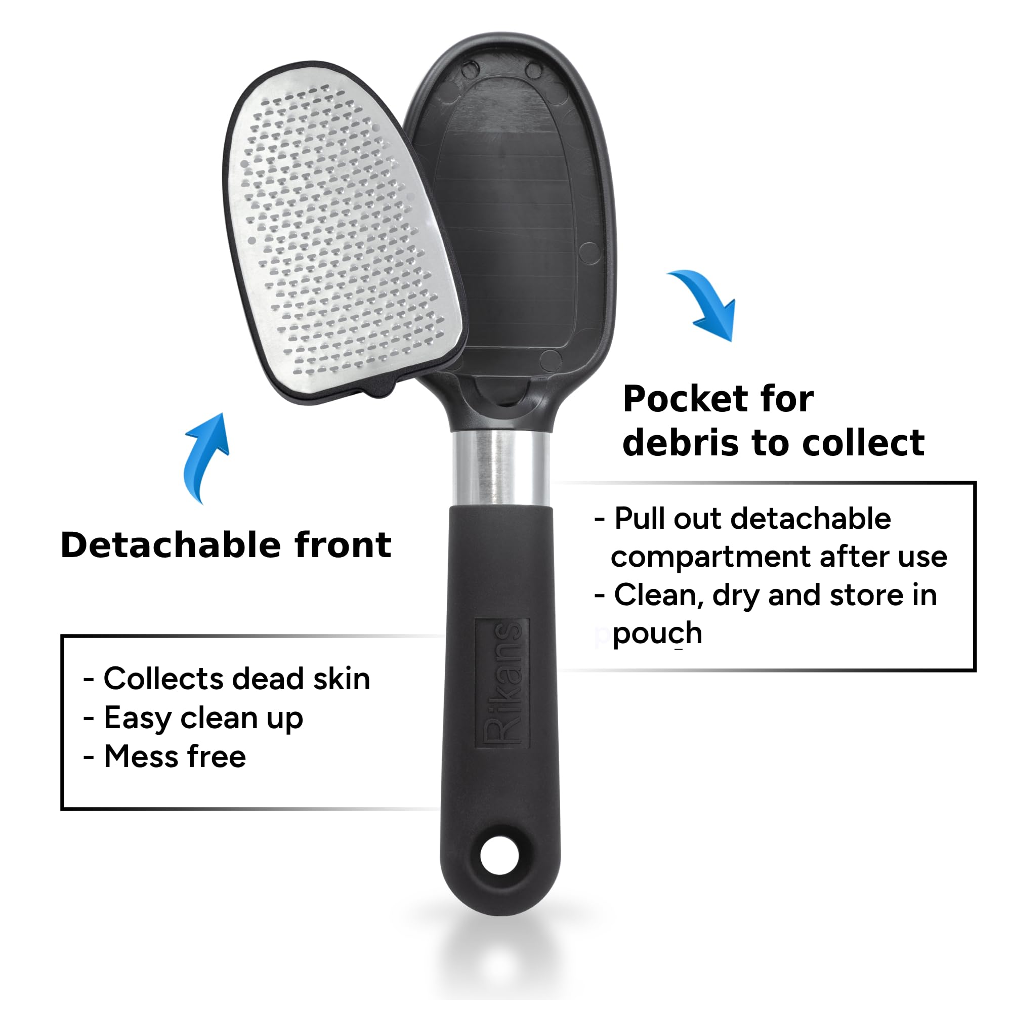 Premium Stainless Steel Foot File & Callus Remover - Double Sided Pedicure Tool for Wet/Dry Use - Effective Dead Skin & Hard Skin Removal - Perfect for Home Pedicure, Spa & Foot Care Routine