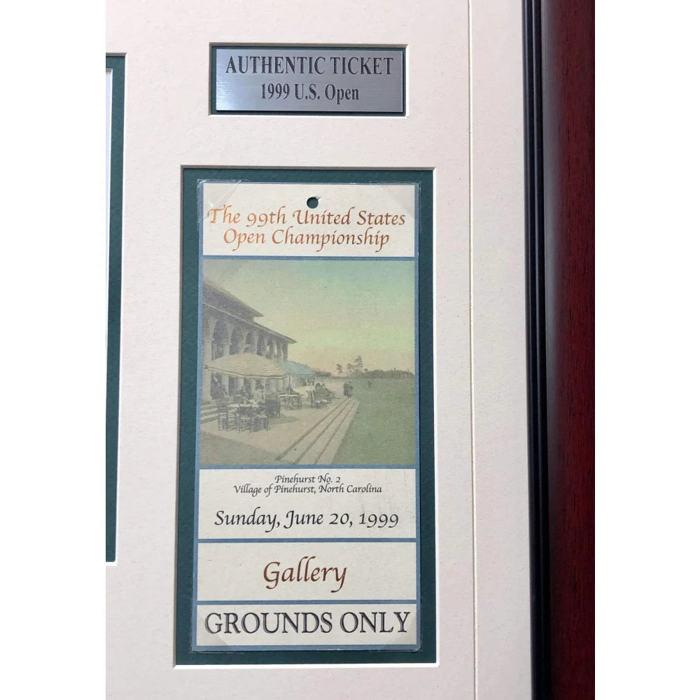 Authentic 1999 U.S. Open Golf Ticket Collage - Payne Stewart Framed Memorabilia with COA | PGA Championship Collectible | Perfect for Golf Fans, Man Cave Decor & Sports Memorabilia Collections