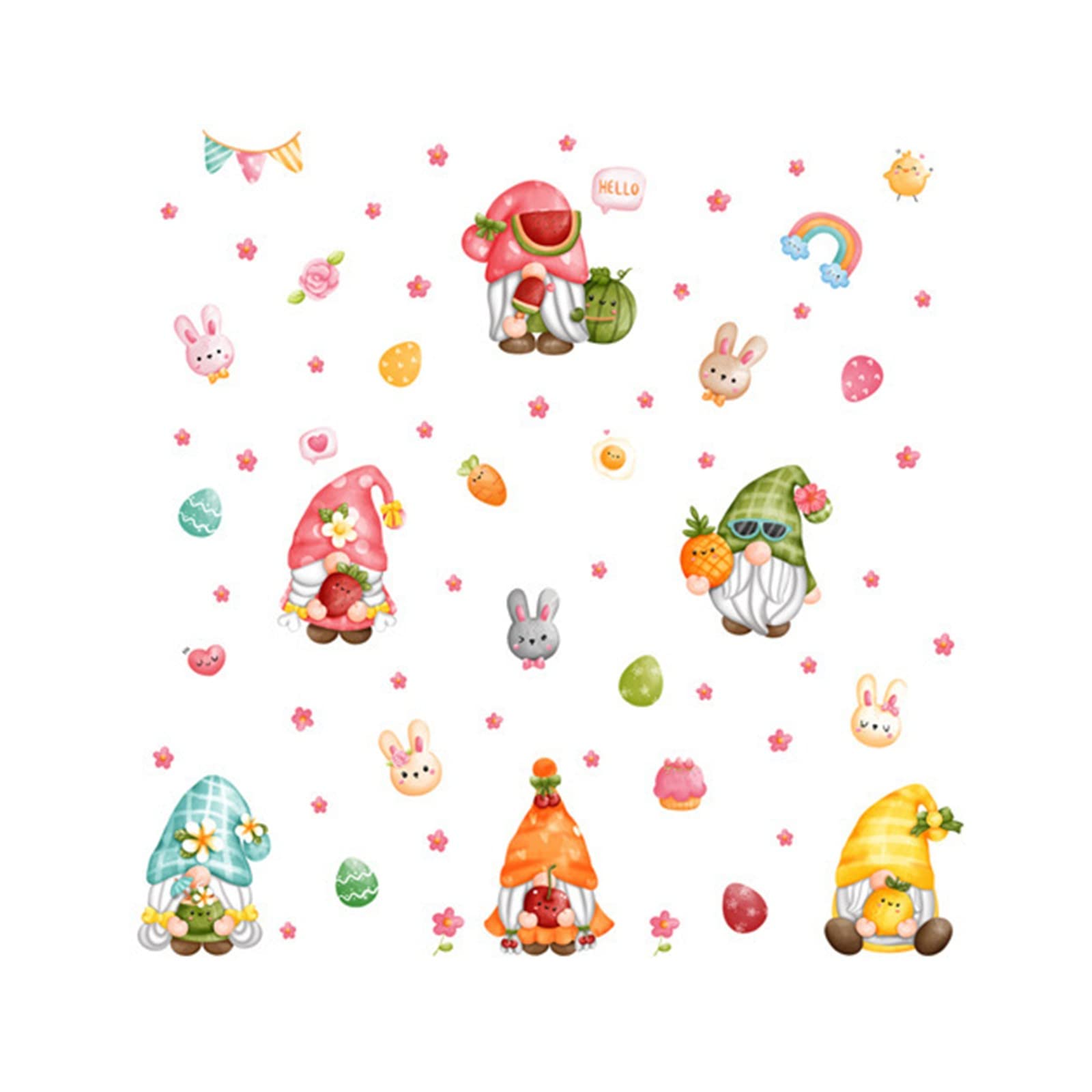 COOH Adhesive Bunny Decor Footprints - Easter Window Stickers, Fridge & Wall Decals - Self-Adhesive World Map Wall Stickers (Multicolor, One Size) - Perfect for Easter Home Decor, Kids Room, Nursery & Office