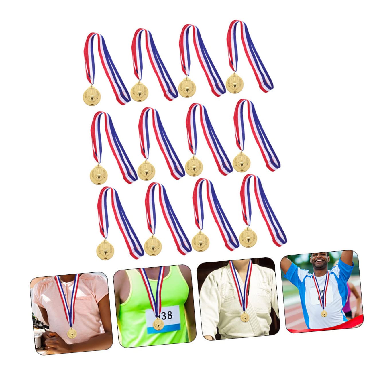 WOONEKY Gold Medal Awards for Sports Competitions - 1st 2nd 3rd Place Prize Medals with Ribbon - Perfect for Track & Field, Swimming, School Events and Award Ceremonies
