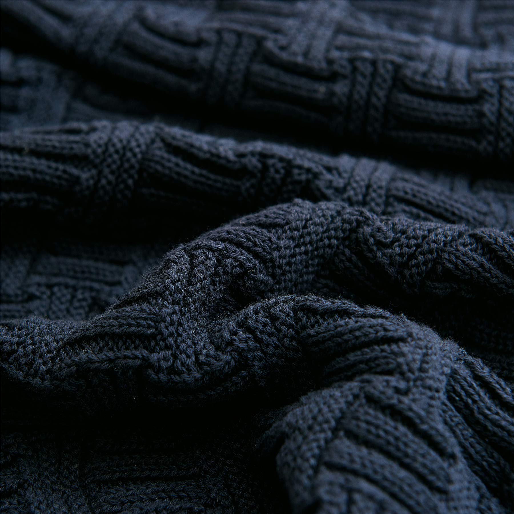 Premium Navy Blue Cable Knit Throw Blanket - Soft Cotton 50