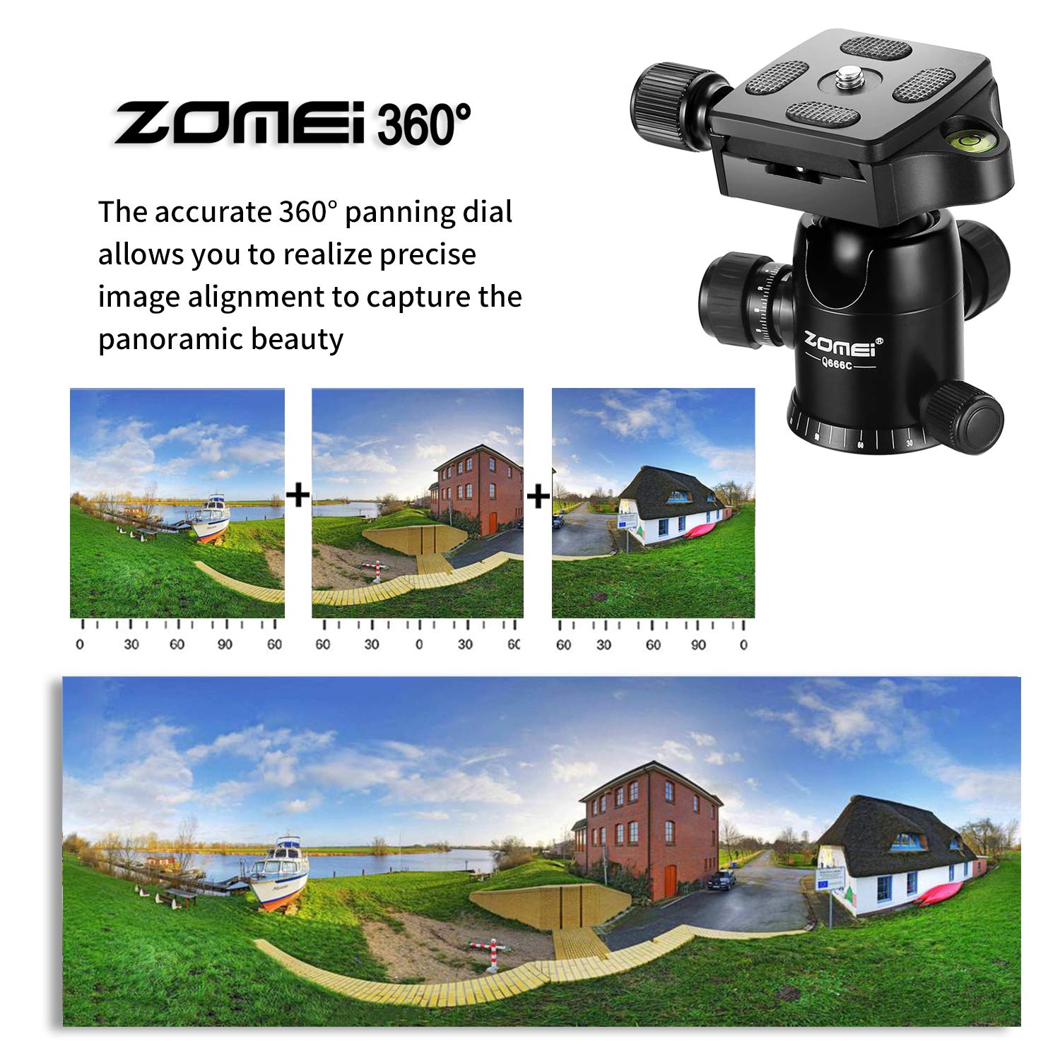 ZOMEI Q666C Carbon Fiber Tripod - Heavy Duty & Lightweight Travel Tripod with 360° Ball Head - Compact Camera Stand for Canon, Sony, Nikon DSLR - Perfect for Travel, Photography & Vlogging