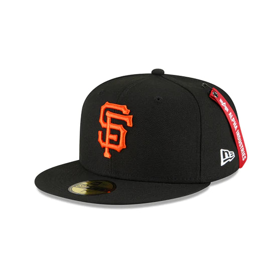 San Francisco Giants Alpha Industry Black 59FIFTY Fitted Hat for Men - Official MLB Baseball Cap for Sports Fans & Streetwear Fashion