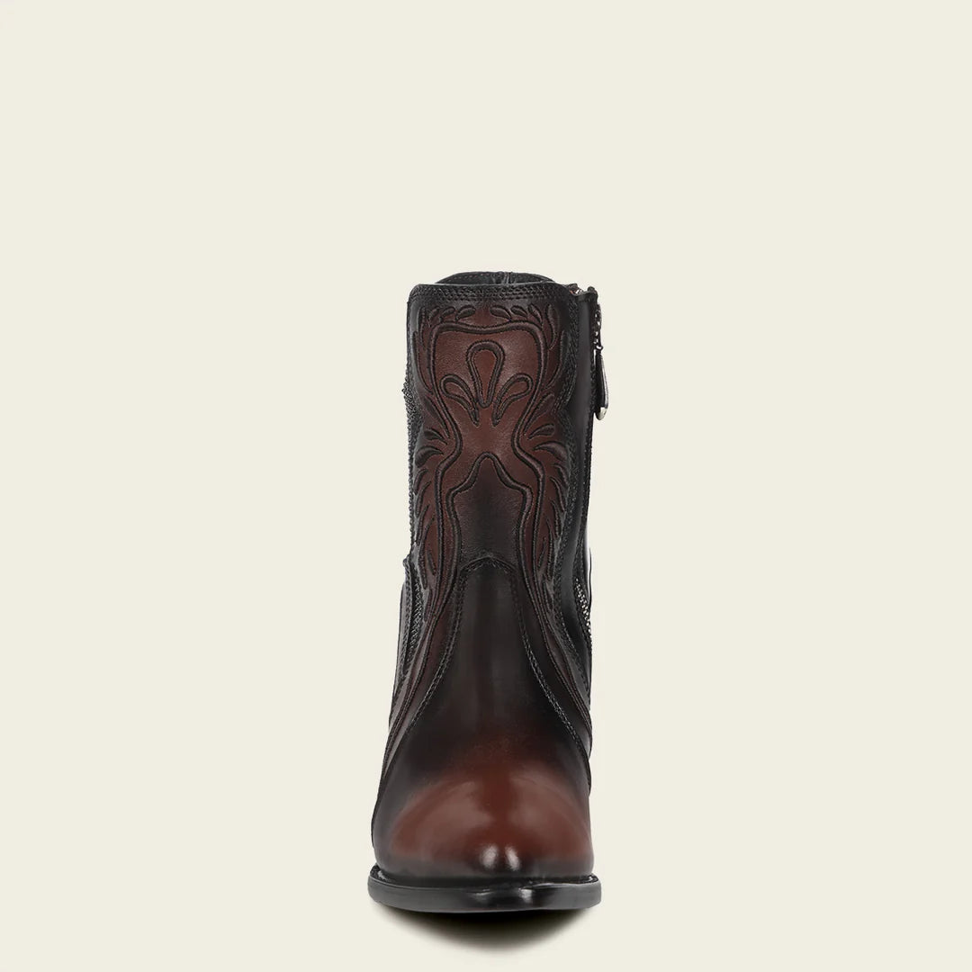3F0QRS Women's Chocolate Cowhide Ankle Boots - Stylish & Comfortable for Casual Outings, Work & Date Nights