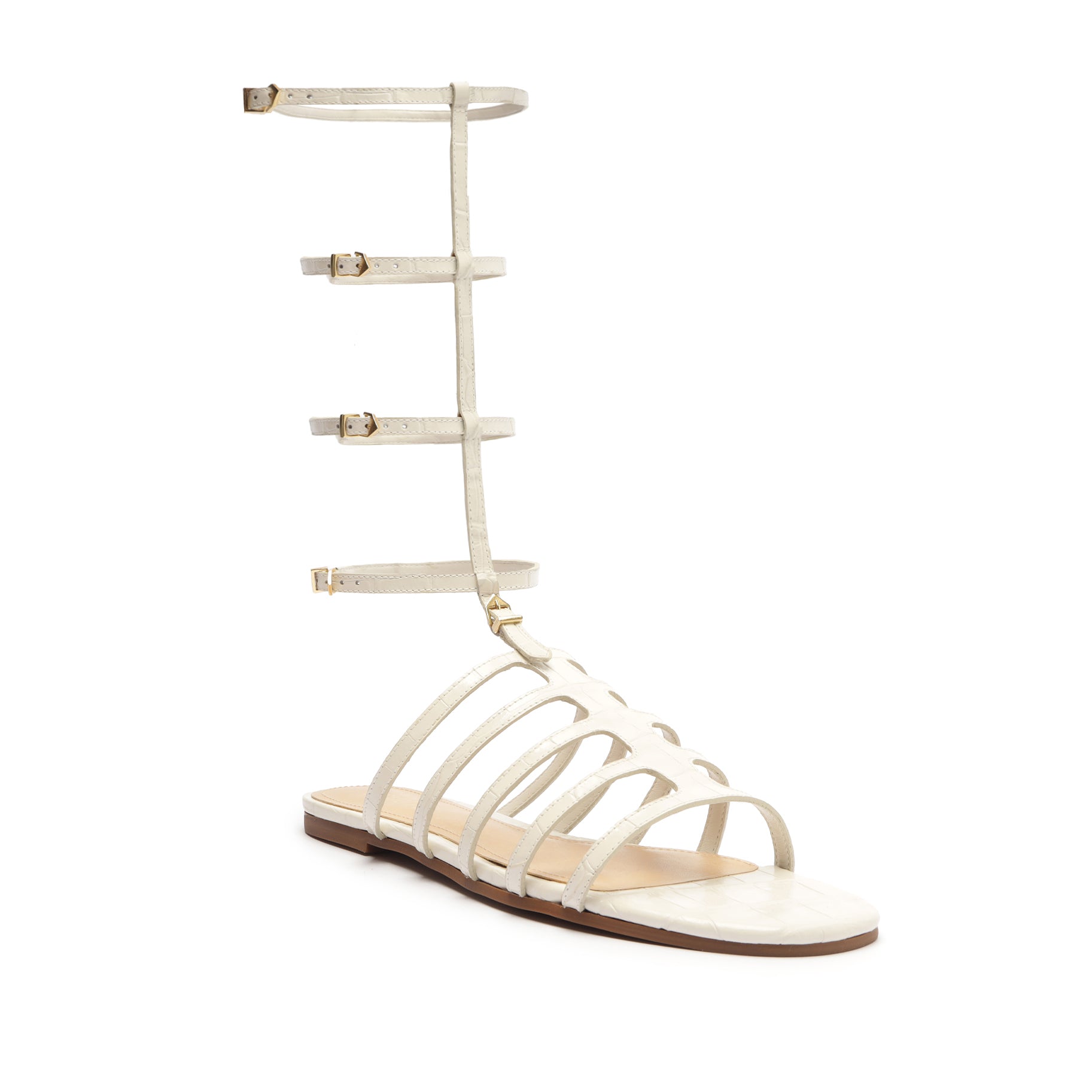 Hayden Crocodile Embossed Leather Sandals for Women - Comfortable Summer Slide Sandals with Arch Support - Perfect for Beach, Vacation & Casual Outings