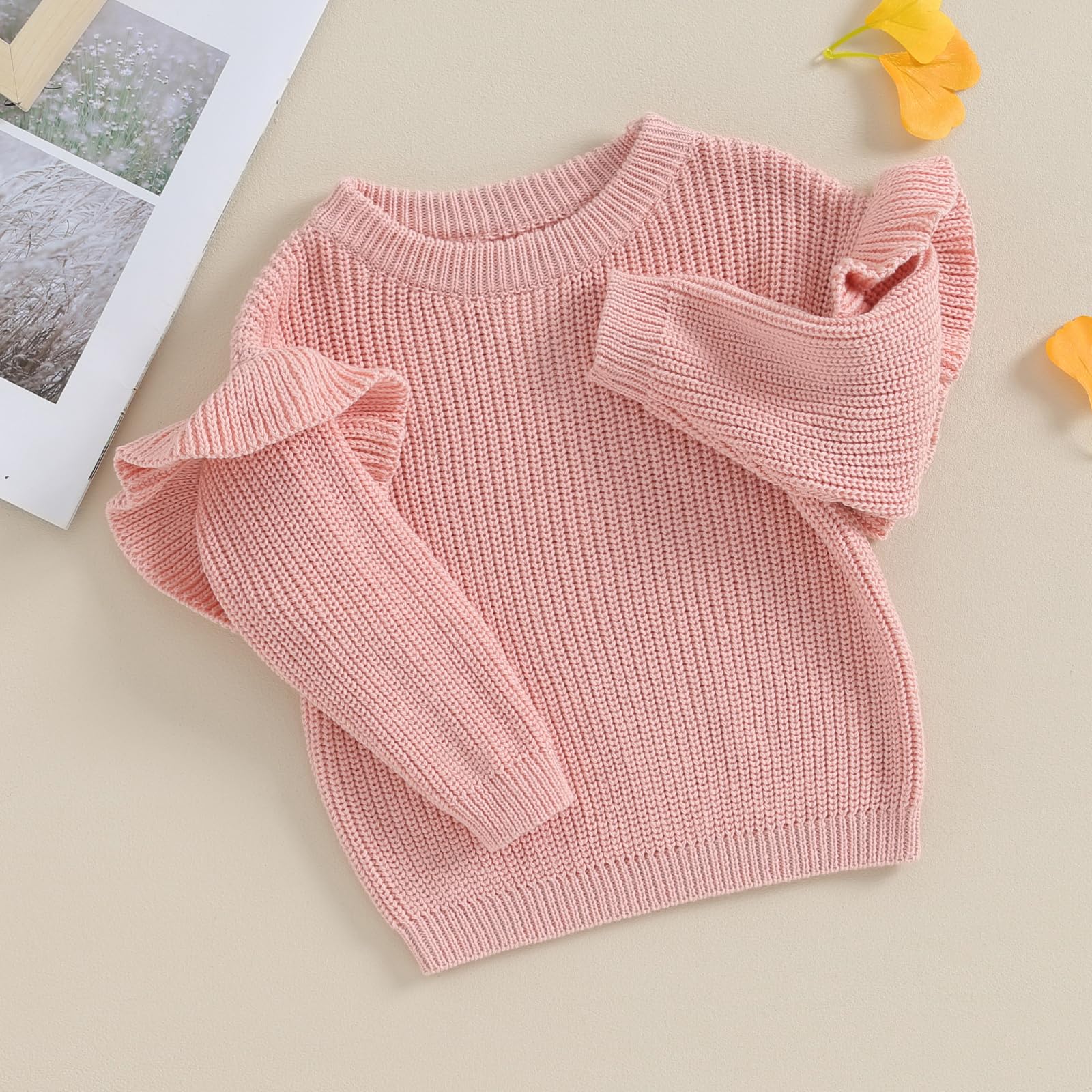 Adorable Baby Girl Winter Sweater - Soft Ruffle Pullover Long Sleeve Top for Toddlers & Newborns | Warm & Cozy Outfit for Holiday Photos, Christmas Gifts & Winter Playdates