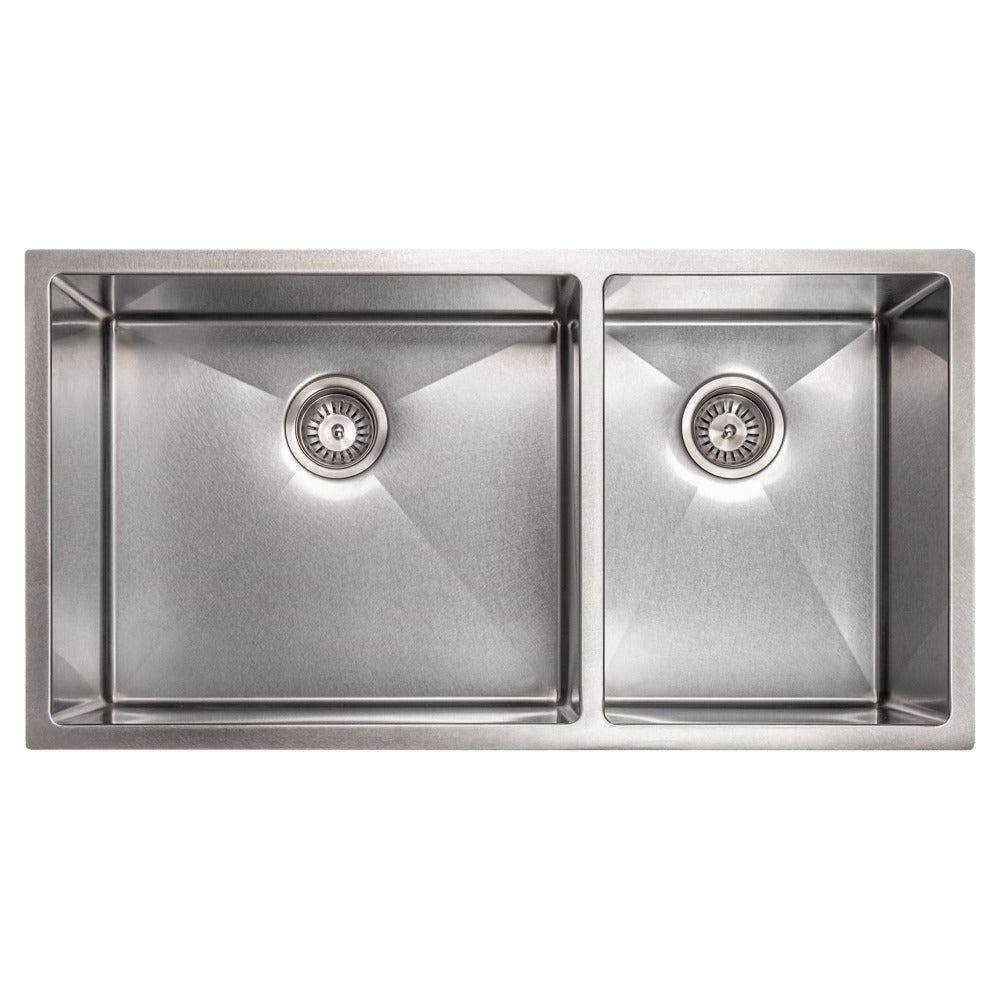 ZLINE 36-Inch Undermount Double Bowl Kitchen Sink - Satin Stainless Steel with Bottom Grid (Model SR60D 36S) | Perfect for Modern Kitchens, Restaurants & Food Prep Areas