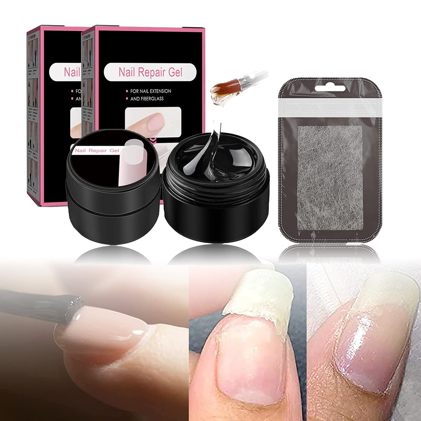 YYYC Nail Glue - Fast-Acting Cracked Nail Repair Gel & Broken Nail Kit for Natural Nails | Split Nail Repair Glue & Strengthening Gel | 2-Piece Set | Perfect for Home Manicures, Nail Extensions & Emergency Nail Fixes