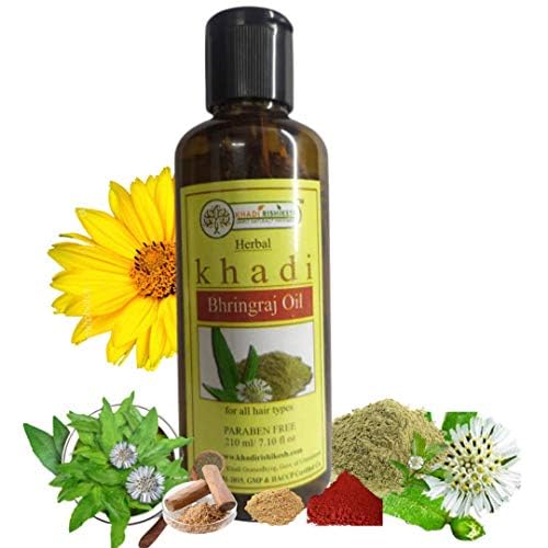 Khadi Rishikesh Ayurvedic Bhringraj Herbal Hair Oil - 100% Natural Hair Growth Treatment with 8 Pure Herbs | Controls Hair Fall, Strengthens Hair | Paraben-Free for Women & Men (210ml) | Free Keychain Included | Perfect for Daily Hair Care & Scalp Massage