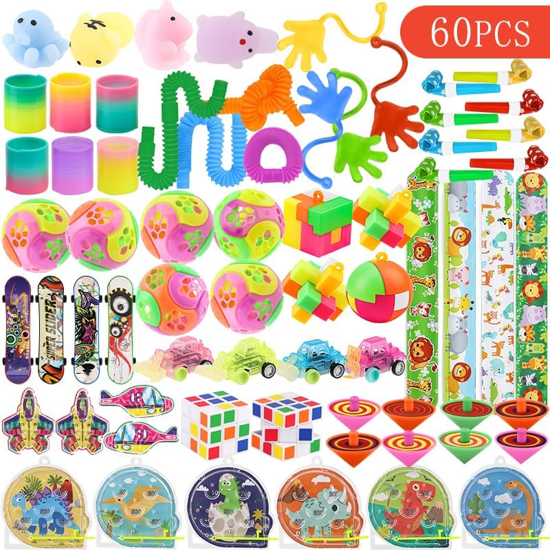 60pcs Easter Basket Stuffers & Party Favors - Pinata Fillers, Treasure Box Toys for Kids, Classroom Prizes, Birthday Goodie Bags - Perfect for Easter Egg Hunts, School Rewards & Children's Party Games