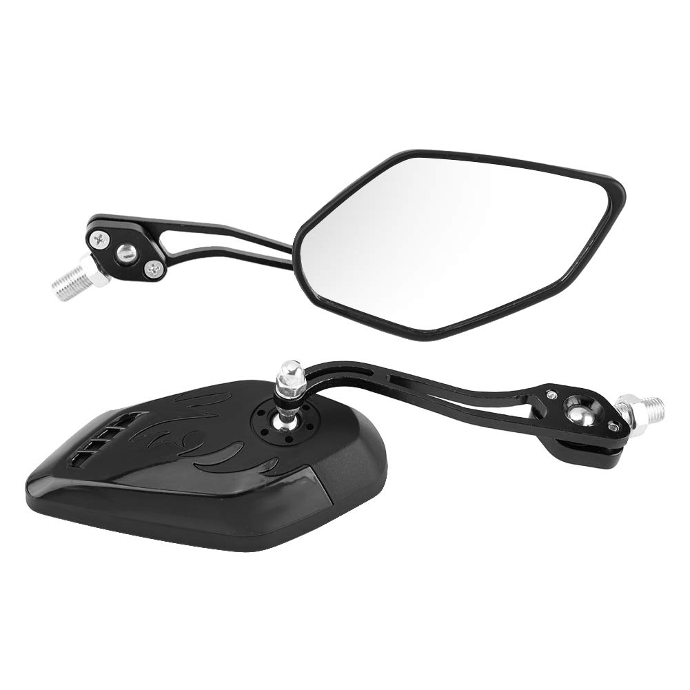 Universal 8mm 1mm Aluminum Alloy Motorcycle Rear View Mirrors - 1 Pair Flame Pattern Side Mirrors for Scooters & Bikes (Carbon Fiber Black) - Enhanced Safety & Style for Urban Commuting & Road Trips