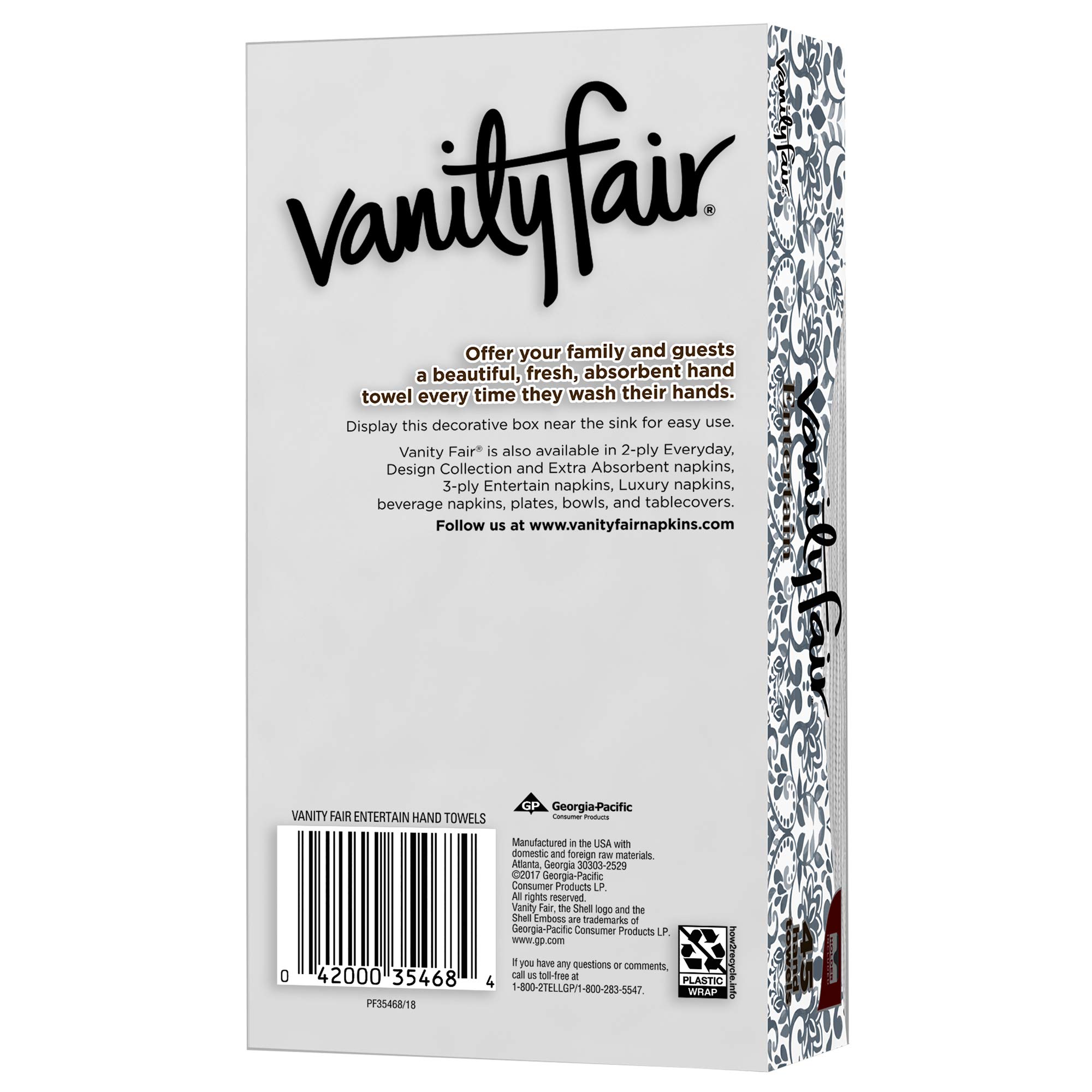 Vanity Fair Entertain Disposable Paper Hand Towels - 45 Count with Free Holder (Design Varies) - Perfect for Kitchen, Bathroom, Office & Restaurant Use