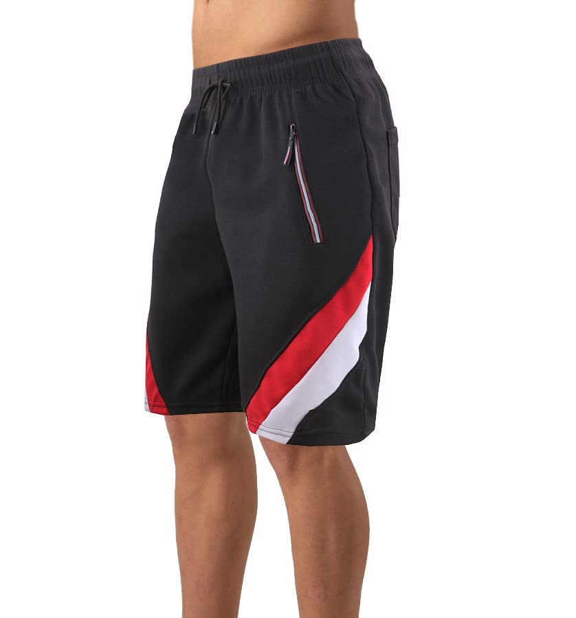 Men's Elastic Waist Fleece Sweatpants with Drawstring & Zipper Pockets - Comfortable Gym Shorts for Workout, Running, and Lounge Wear